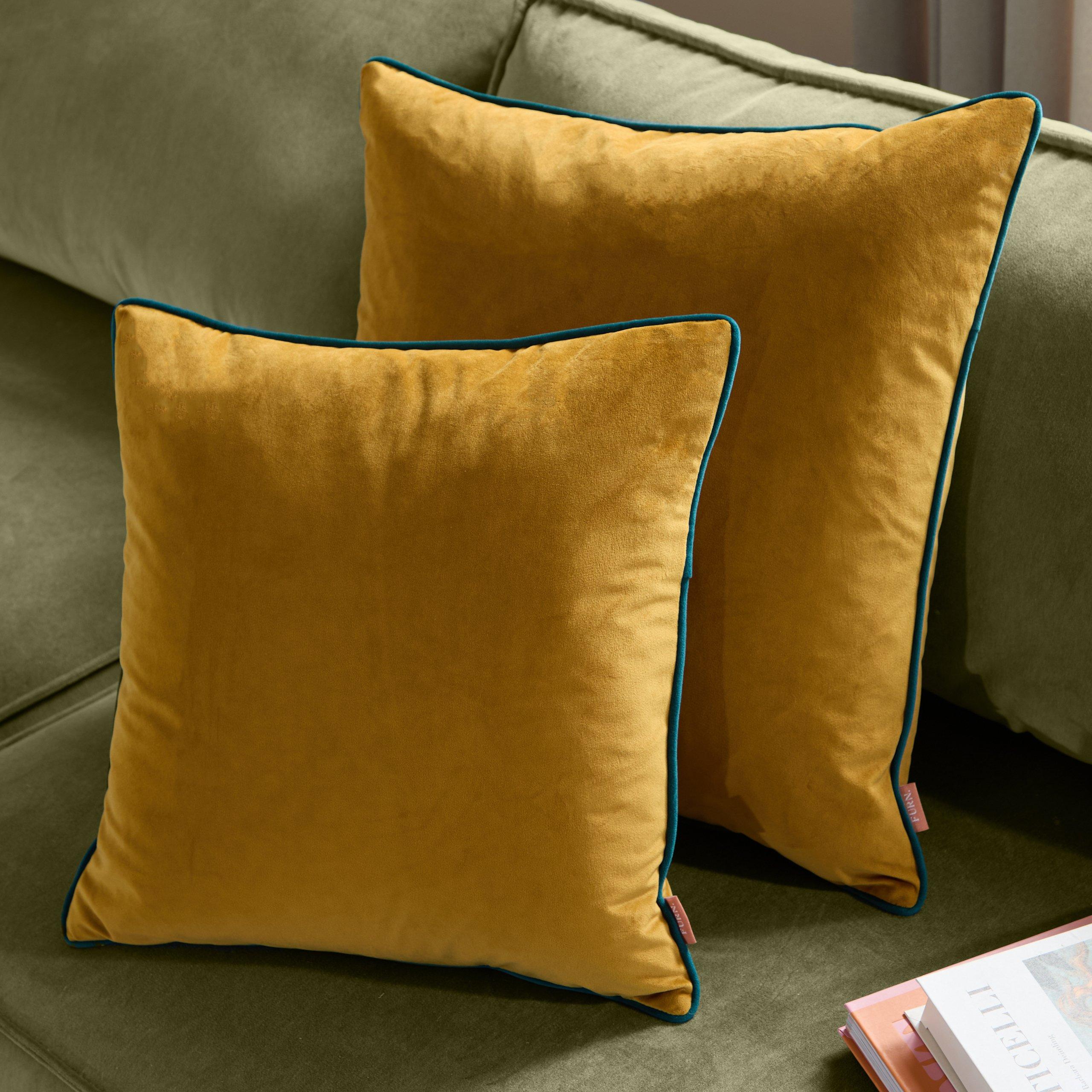 Ochre/Teal - Furn - Meridian Velvet Fibre Filled Cushion - 7