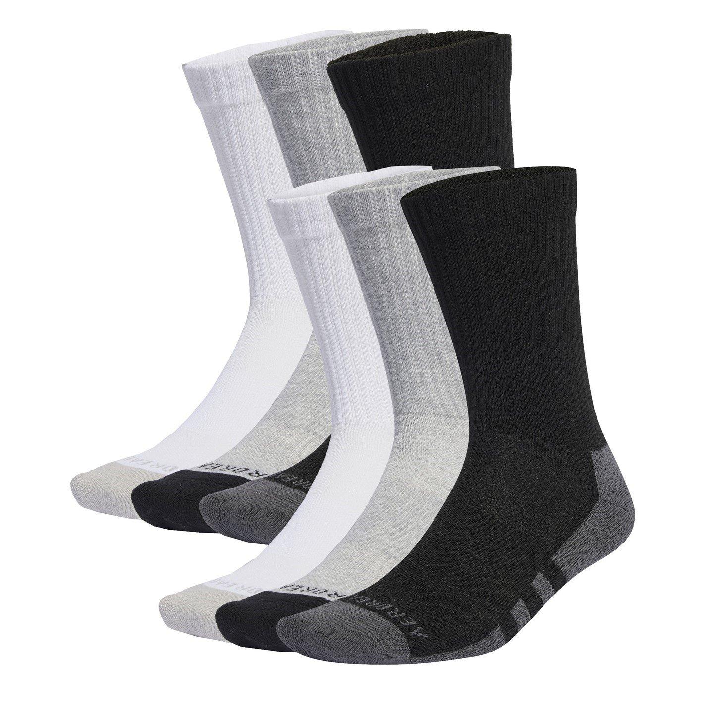 Gry/White/Black - adidas - Aeroready Crew 6 Pack Socks - 1