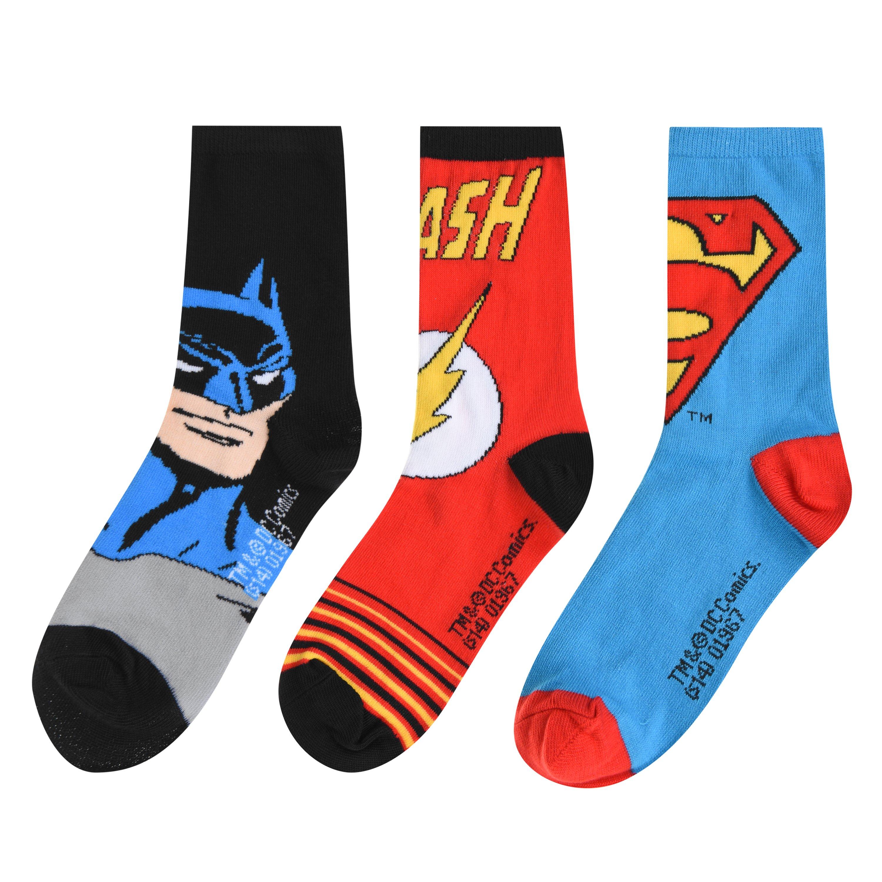 Multi - Character - DC Superman 3 Pack Crew Socks Junior - 1