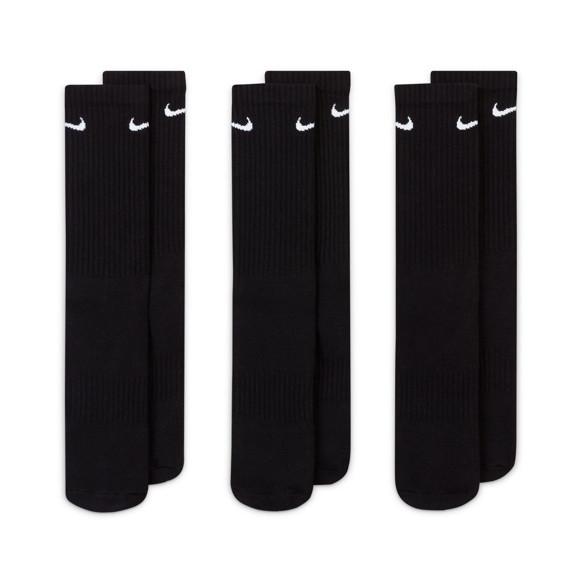 Black/White - Nike - Everyday Cushioned Training Crew Socks 3 Pack - 4