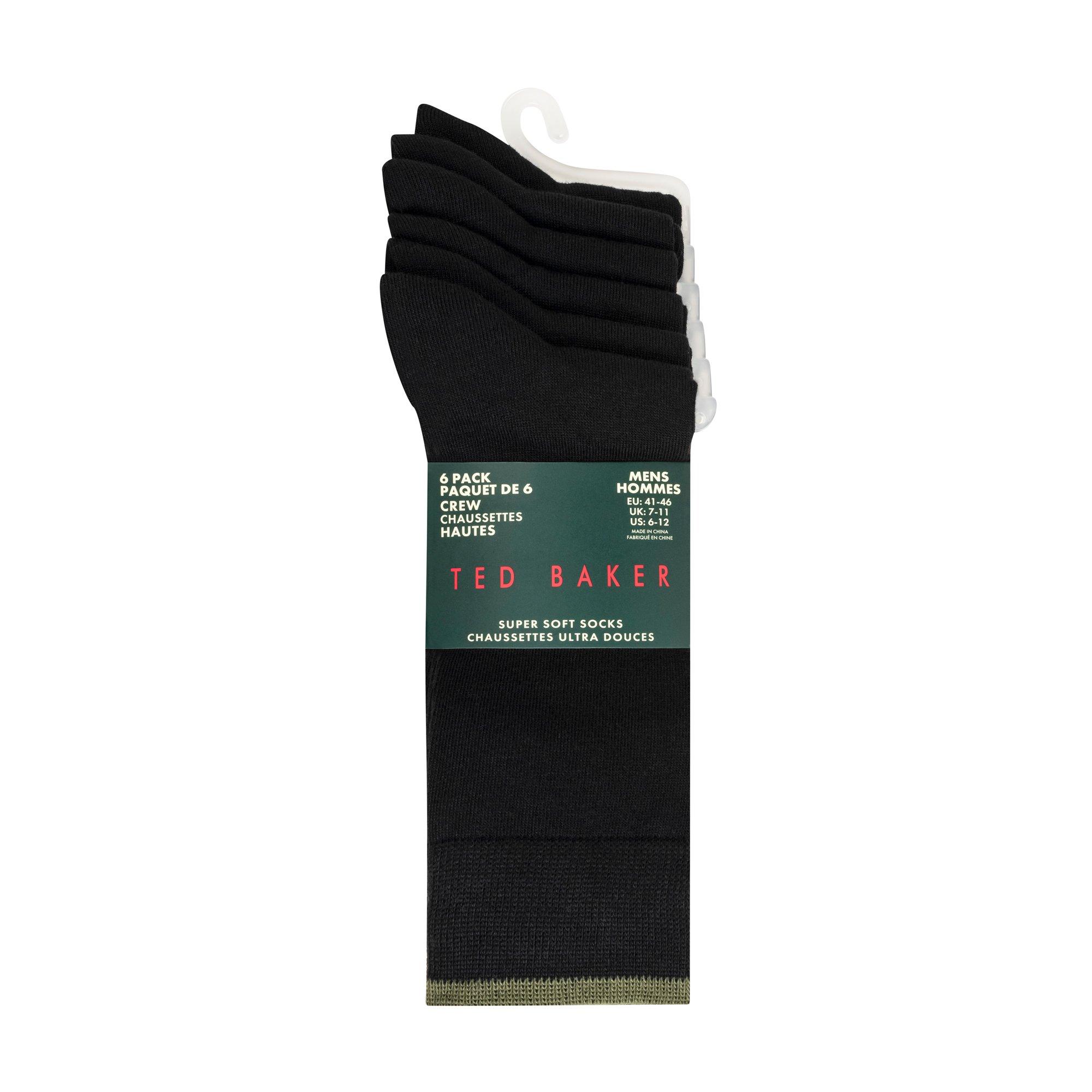 Ted Baker Men's Formal Fine Knit Crew Socks - Blk/Blk/Blk - Mens 7-11