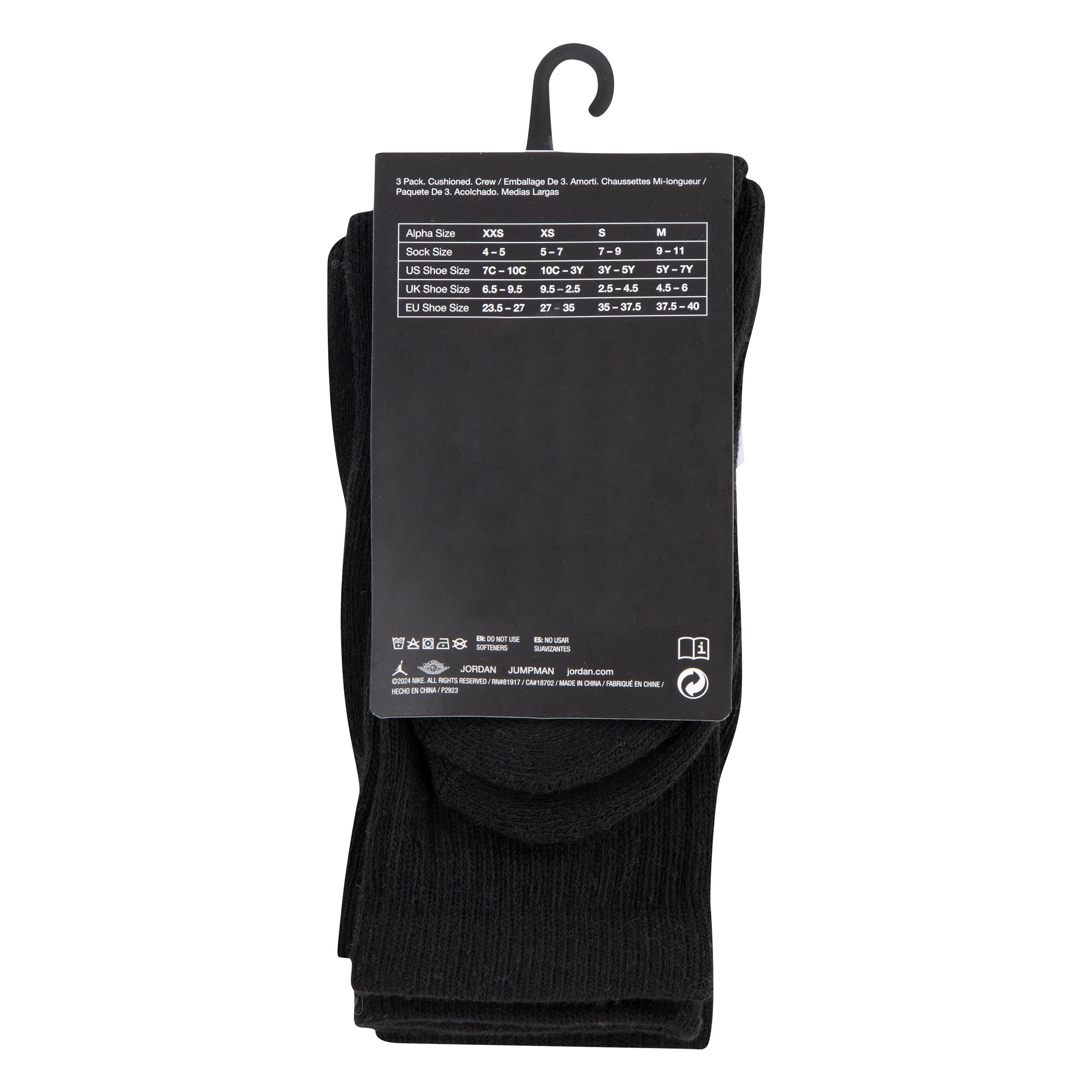 Schwarz - Air Jordan - 3 Pack Crew Socks Juniors - 3