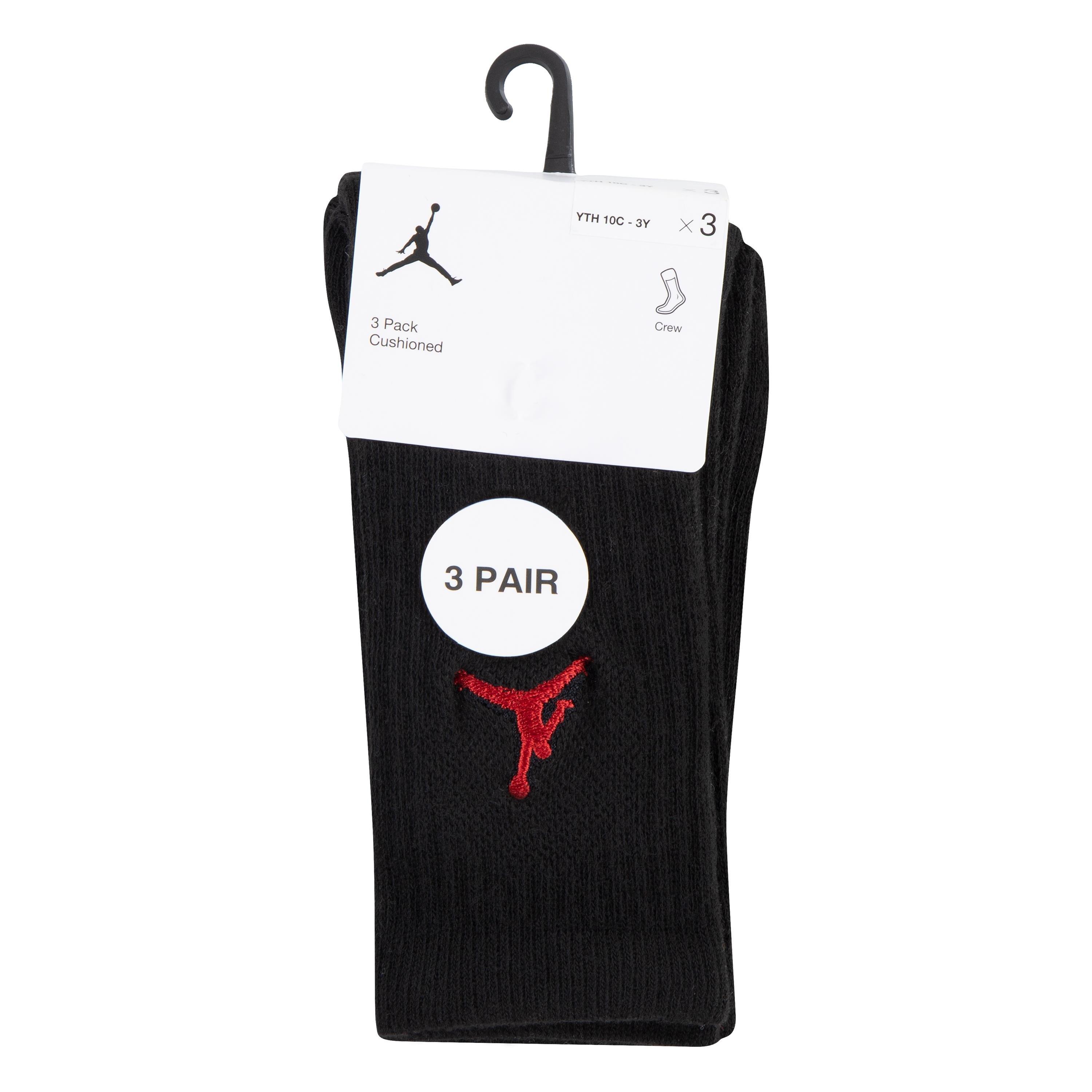 Schwarz - Air Jordan - 3 Pack Crew Socks Juniors - 4