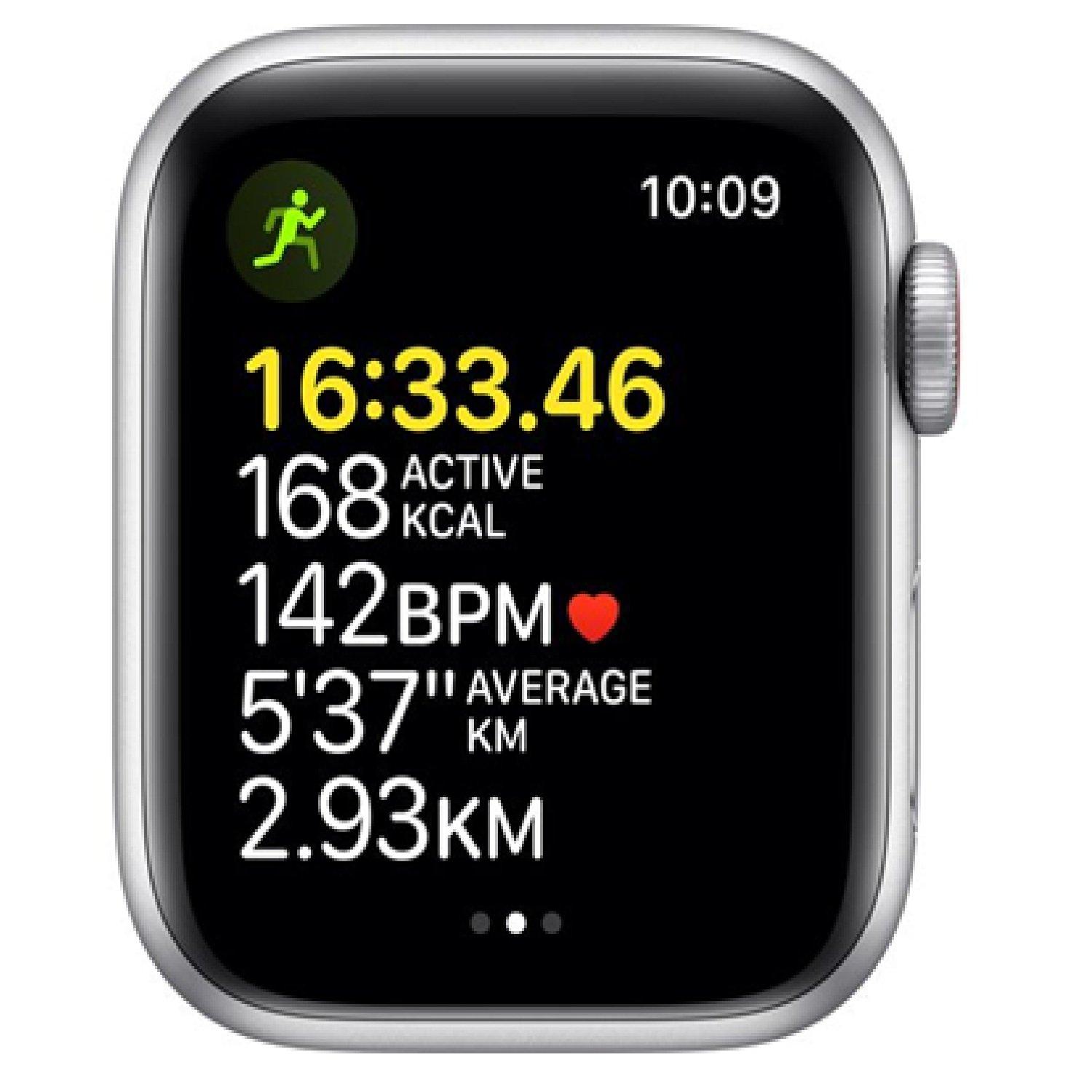 Blue - Apple - Watch SE Cellular - Silver Abyss Blue Sport 40mm - 3