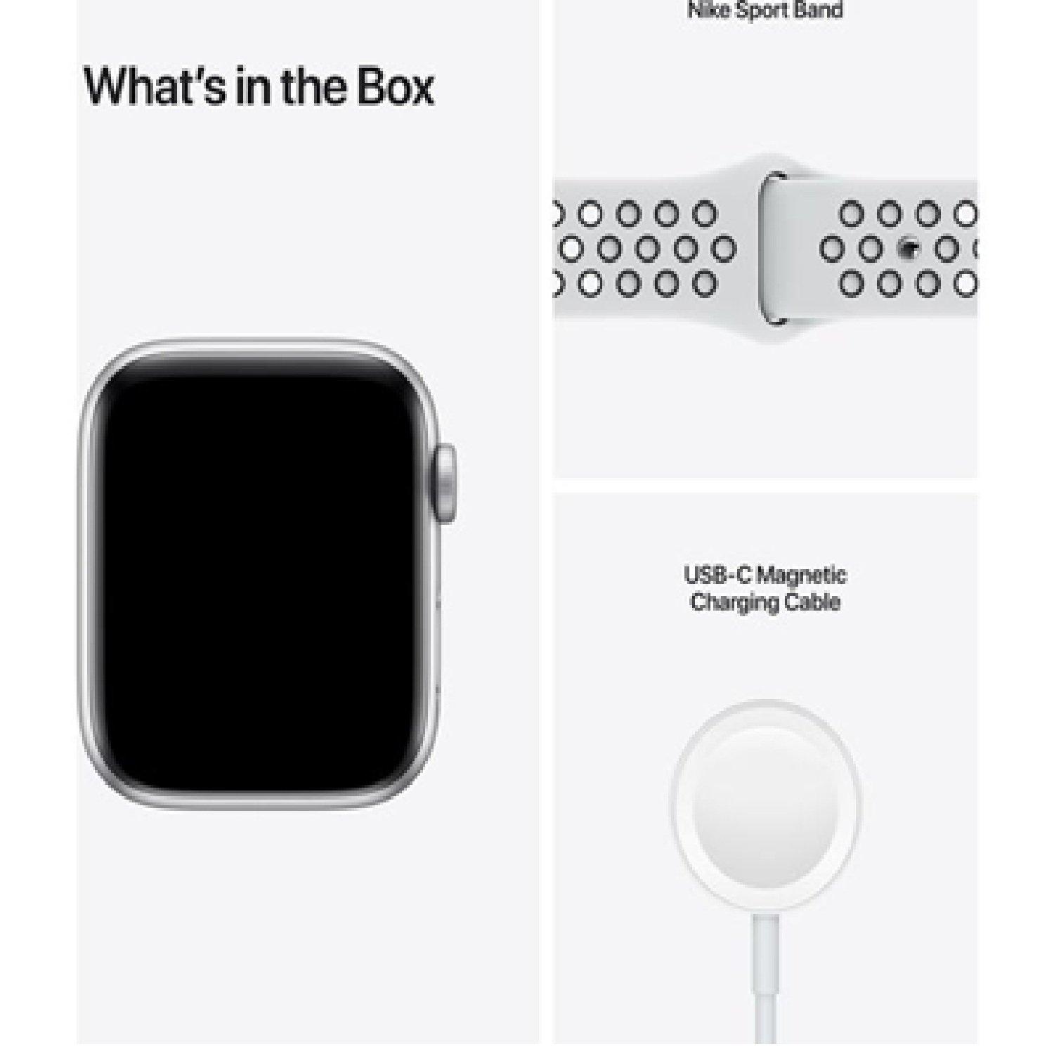 Silver - Apple - Watch SE Silver Platinum & Black Nike Sports Band - 5