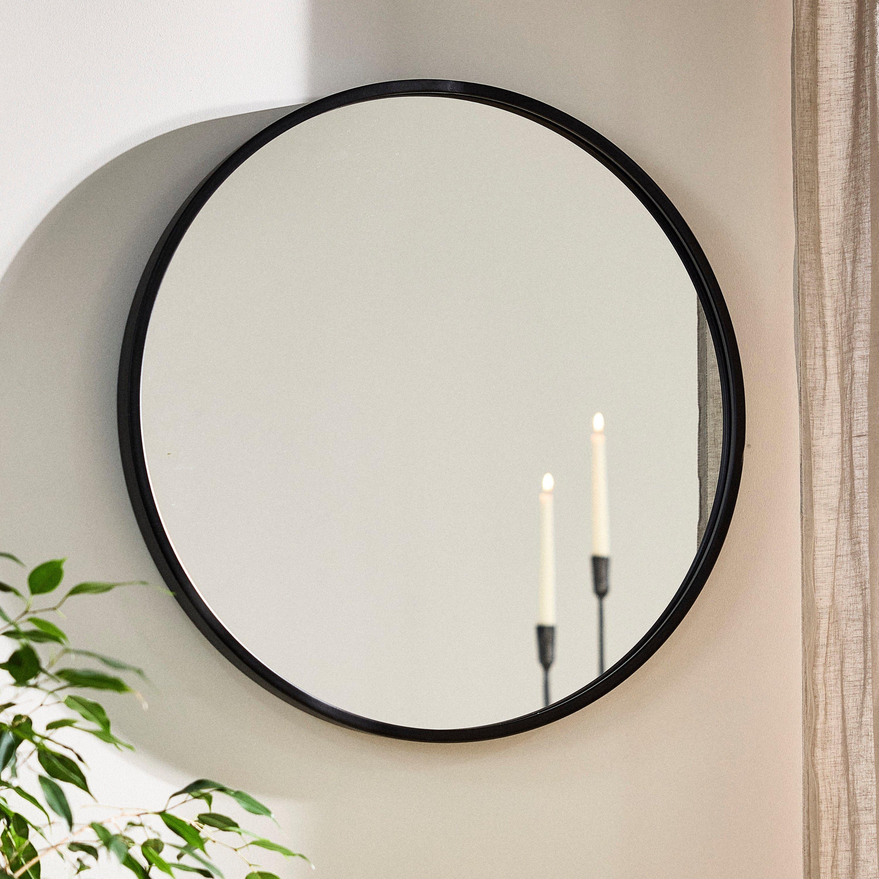 Dibor Curzon Circular Iron Mirror - Black - 60cm