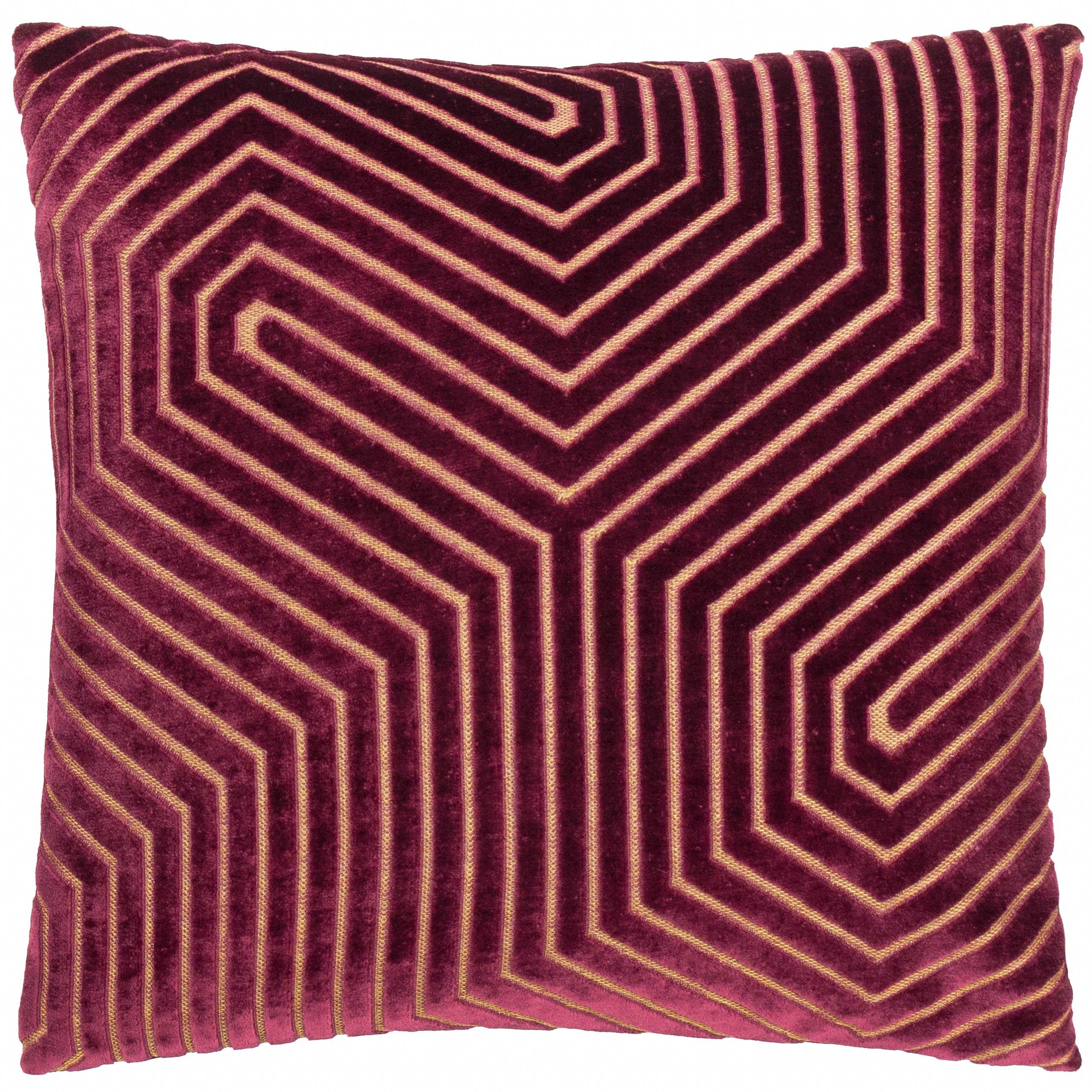 Burgundy - Paoletti - Evoke Cut Velvet Feather Filled Cushion - 1
