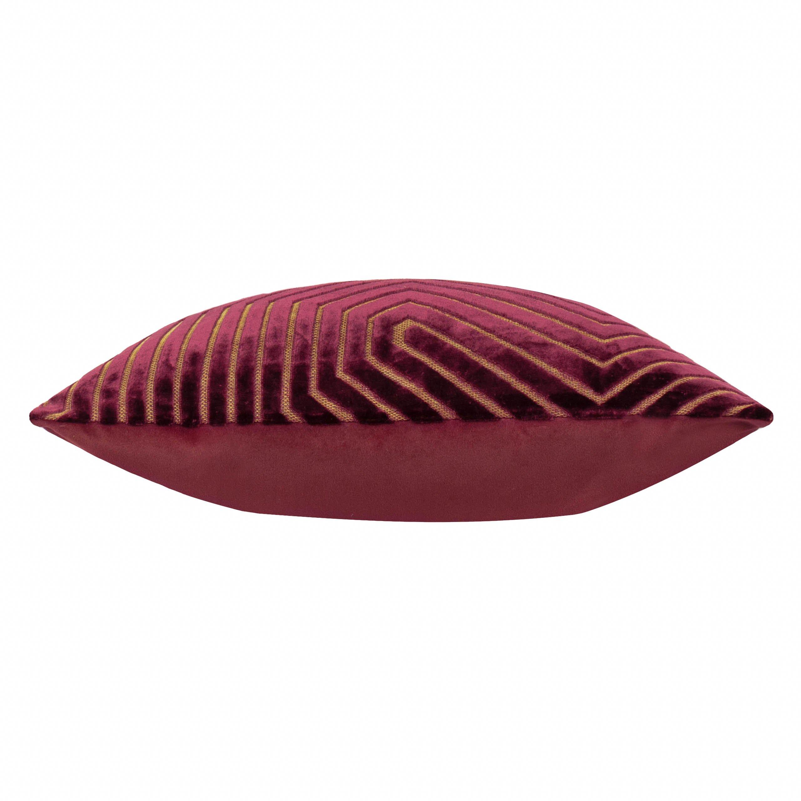 Burgundy - Paoletti - Evoke Cut Velvet Feather Filled Cushion - 5