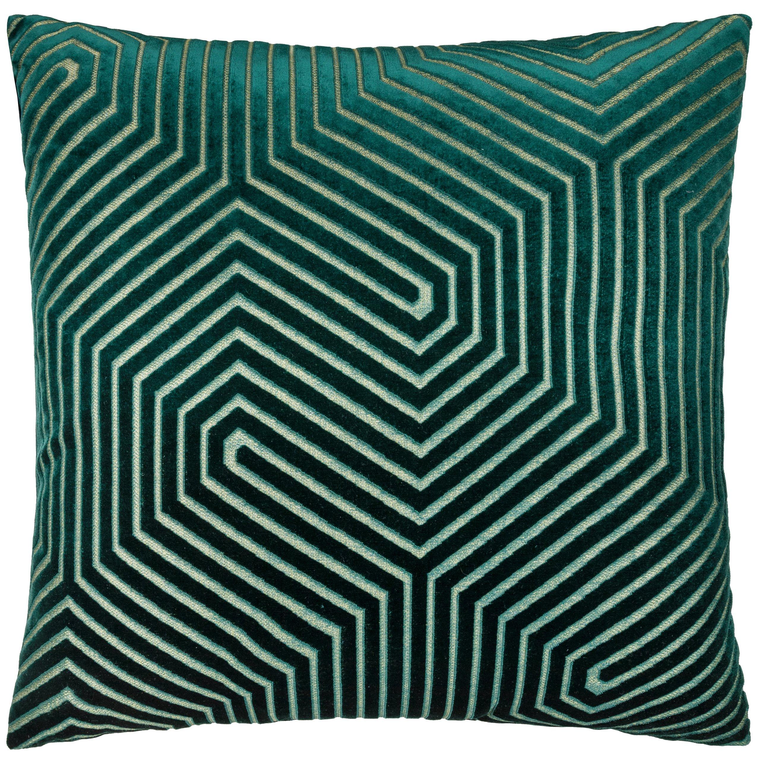 Emerald - Paoletti - Evoke Cut Velvet Feather Filled Cushion - 1