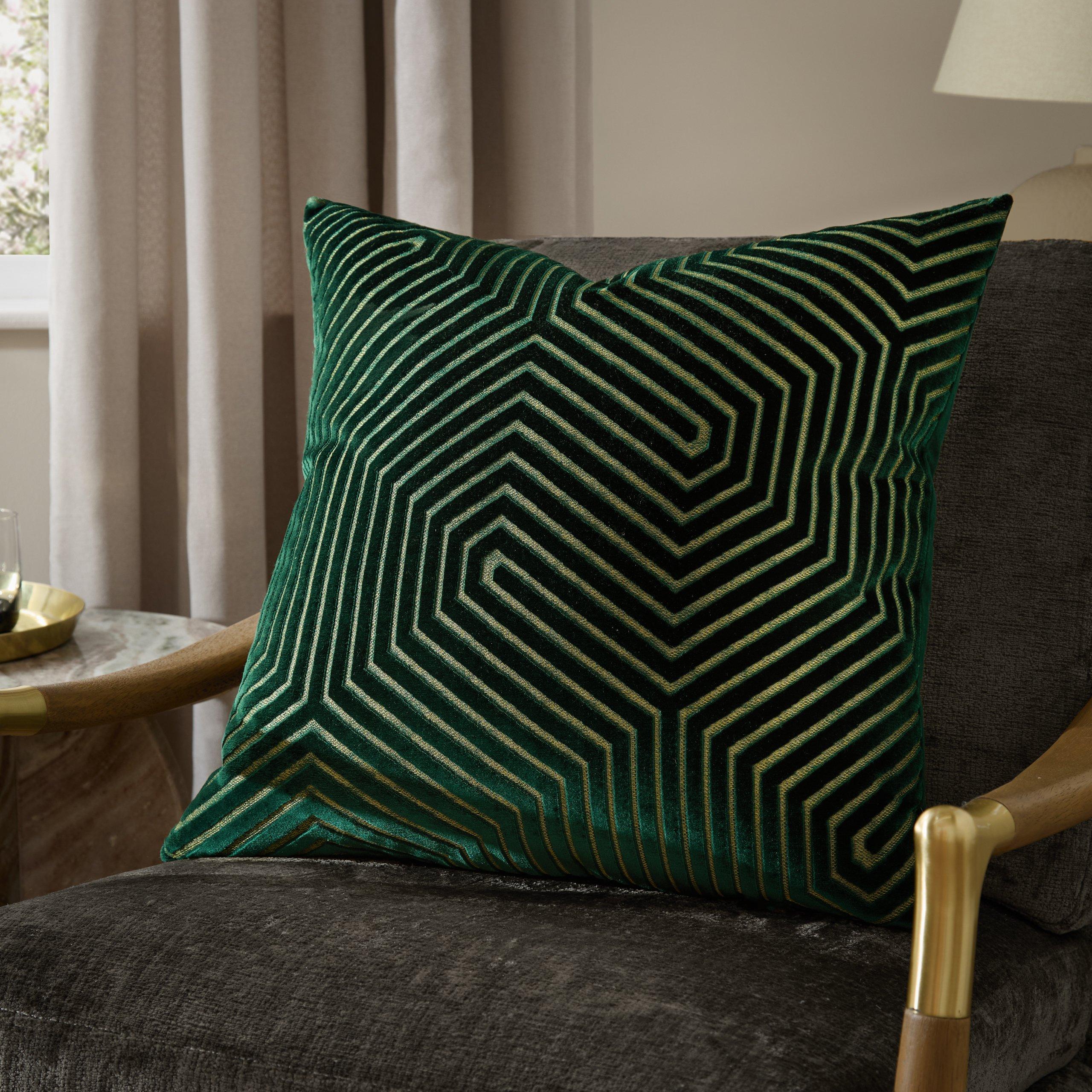 Emerald - Paoletti - Evoke Cut Velvet Feather Filled Cushion - 2