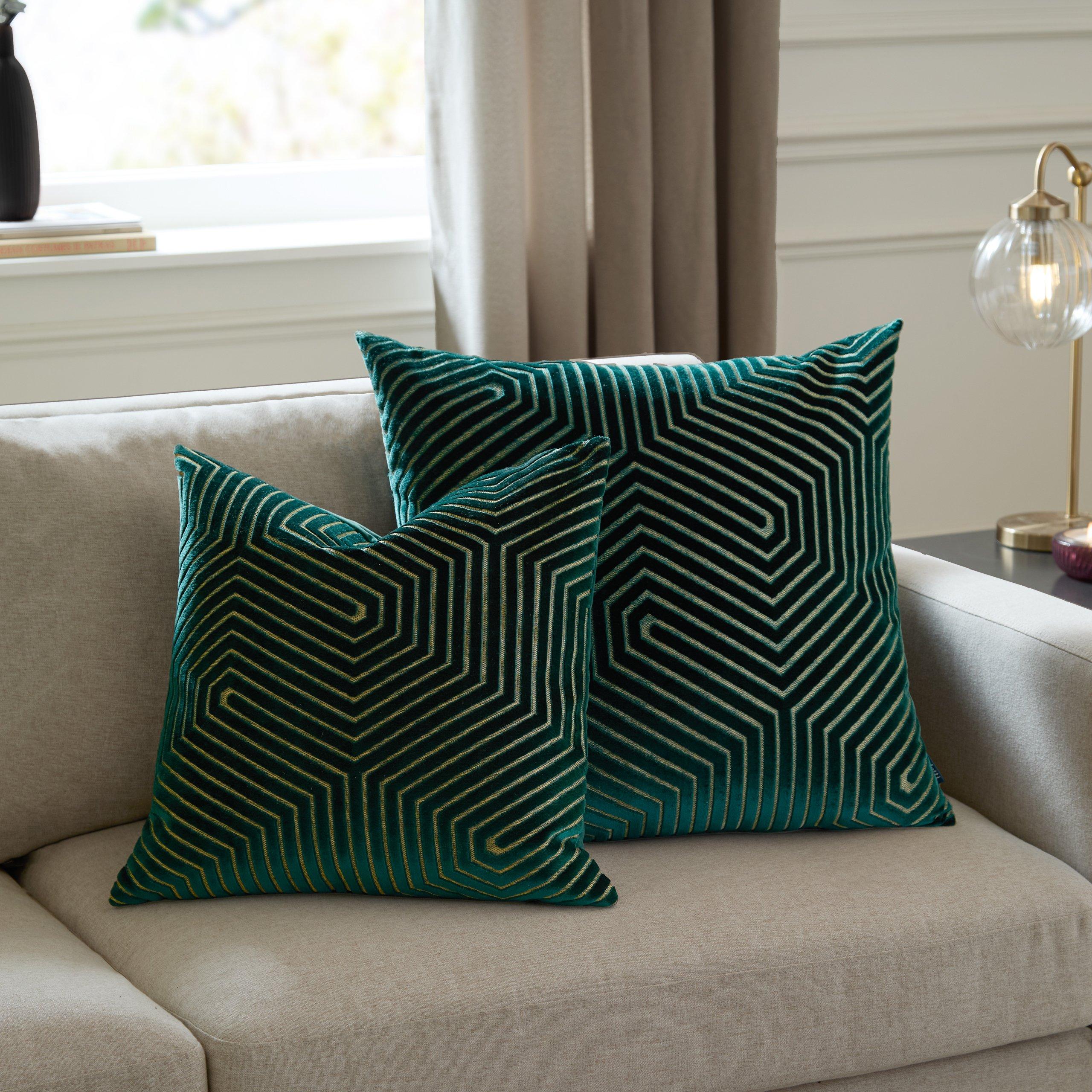 Emerald - Paoletti - Evoke Cut Velvet Feather Filled Cushion - 7