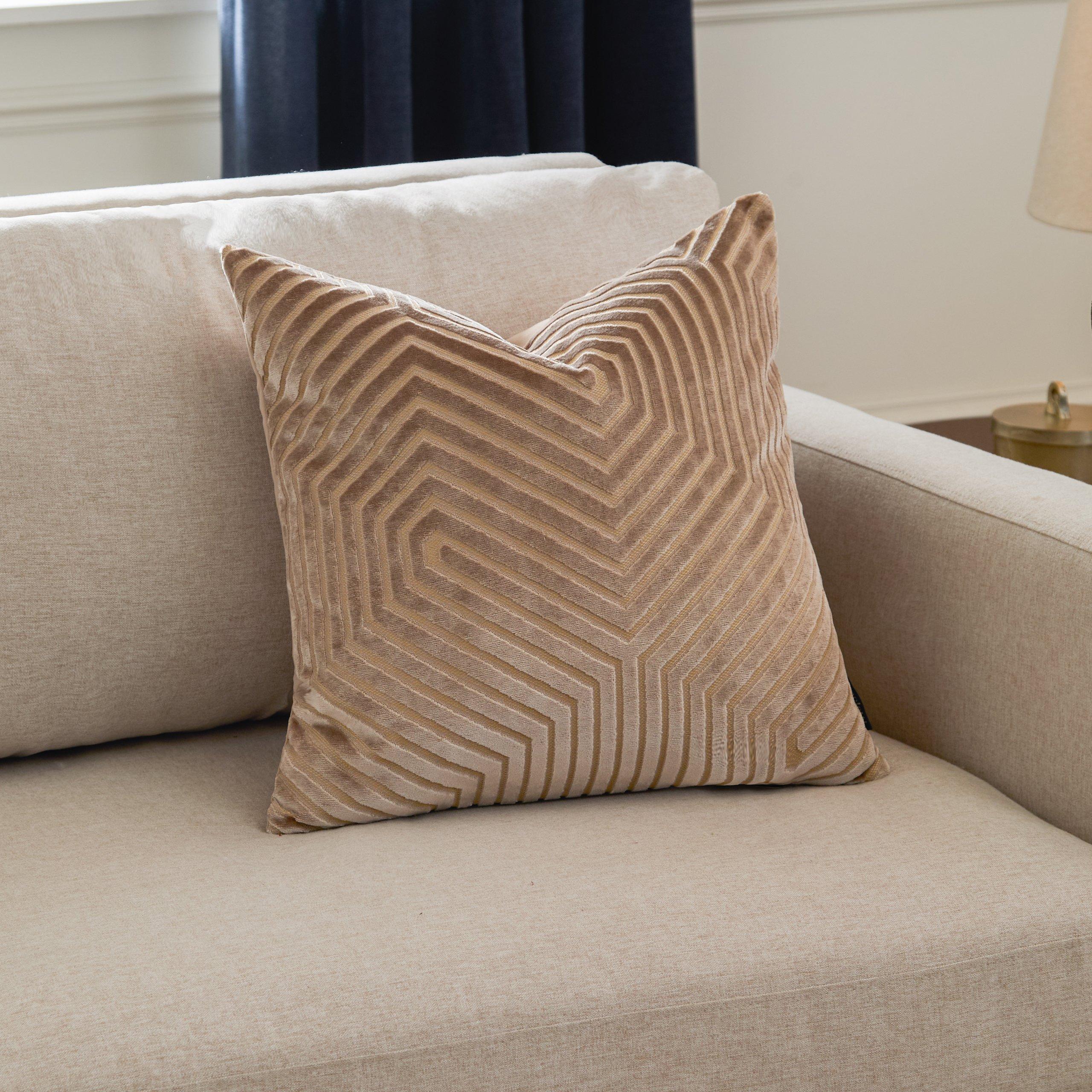 Mink - Paoletti - Evoke Cut Velvet Fibre Filled Cushion - 2