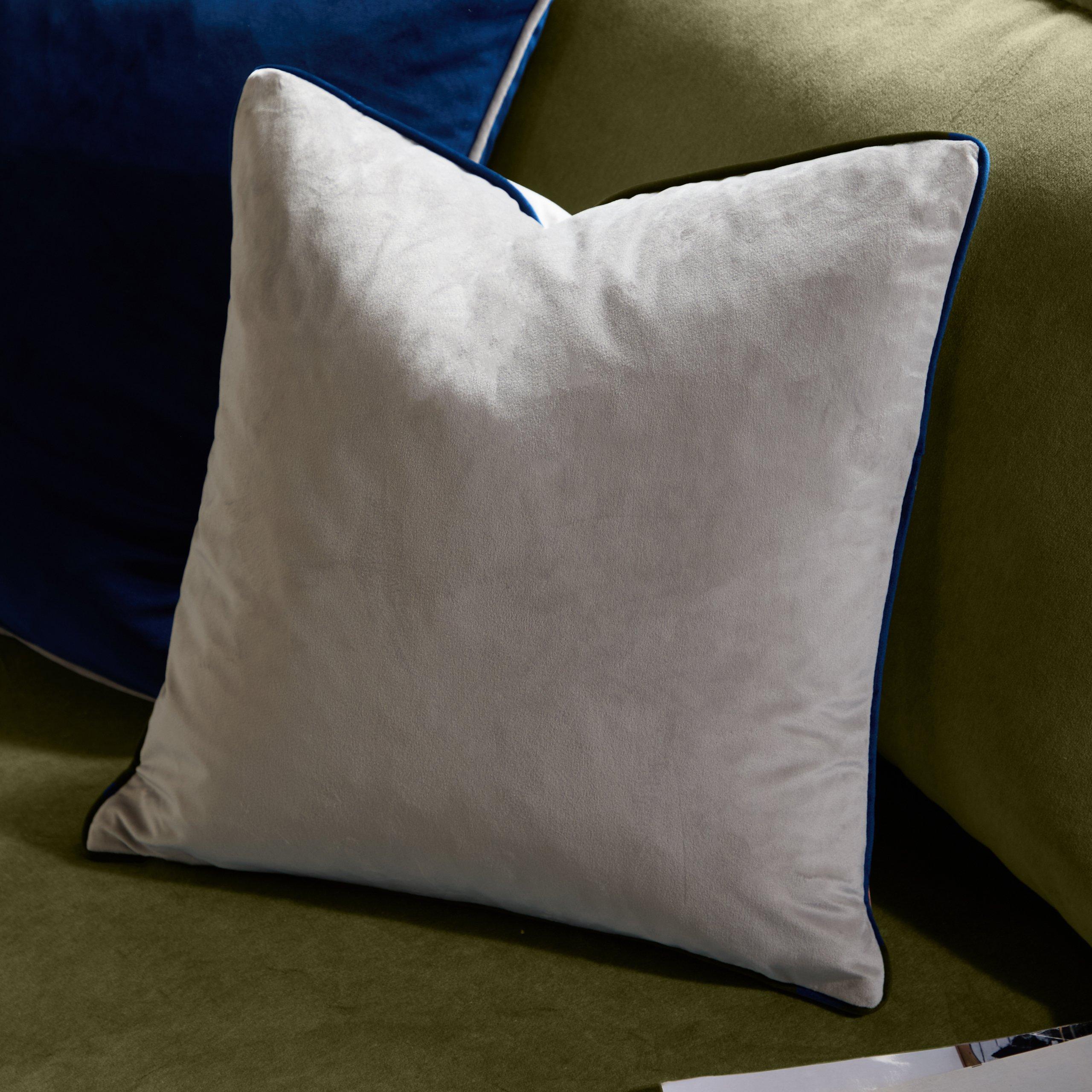 Silver/Navy - Furn - Meridian Velvet Fibre Filled Cushion - 2