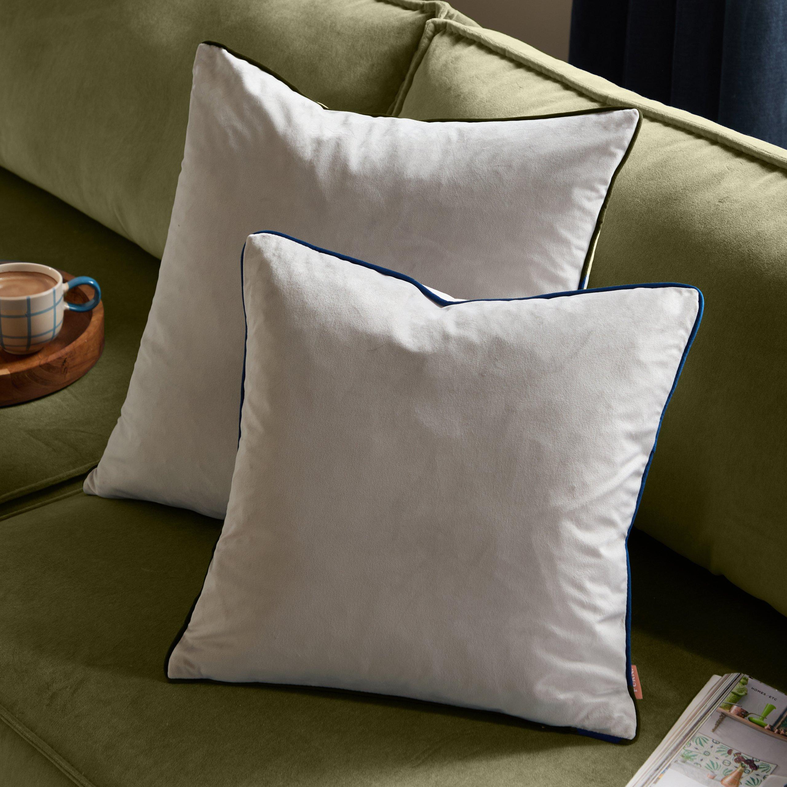 Silver/Navy - Furn - Meridian Velvet Fibre Filled Cushion - 6