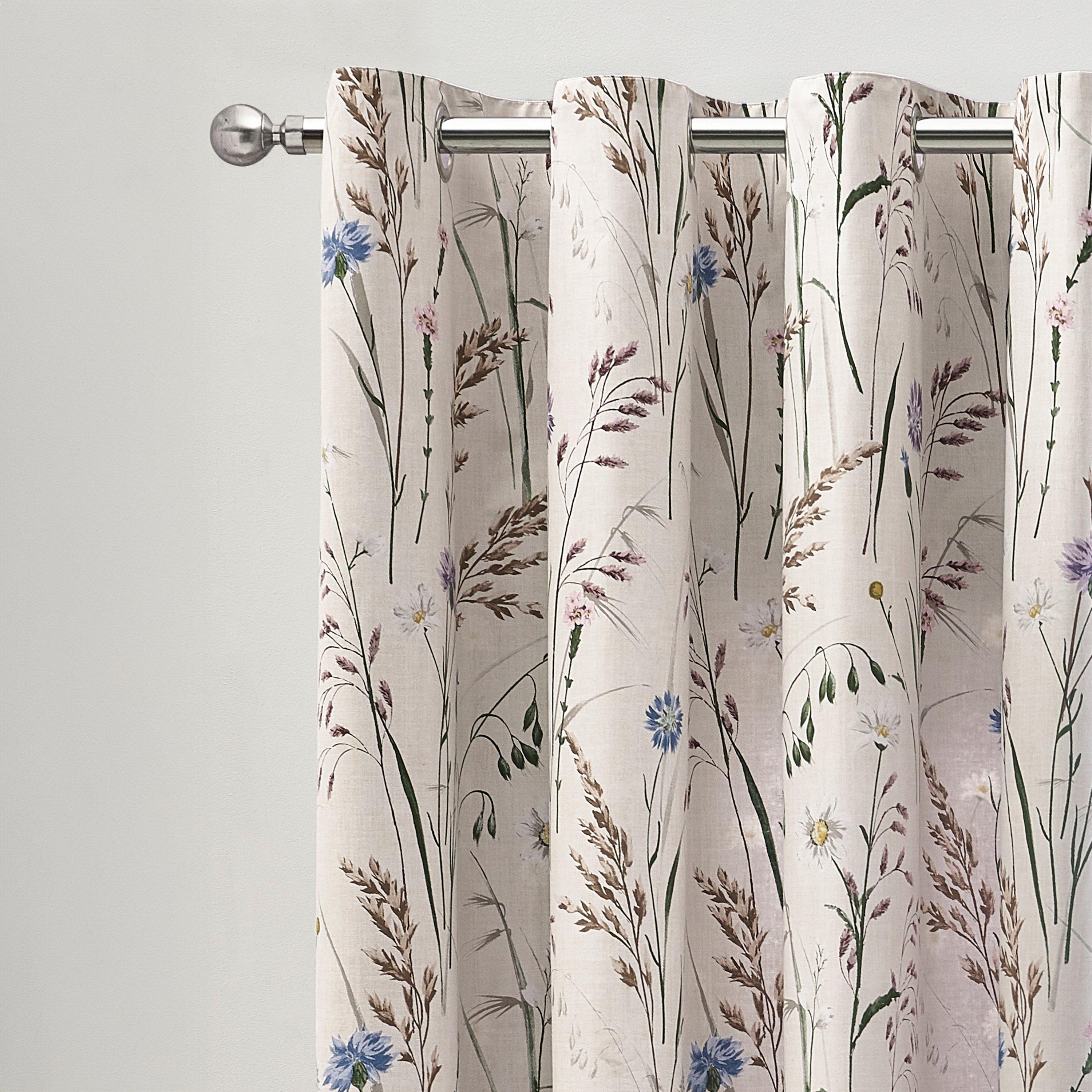 Lilac - Catherine Lansfield - Grasmere Floral Fully Reversible Eyelet Curtains - 1