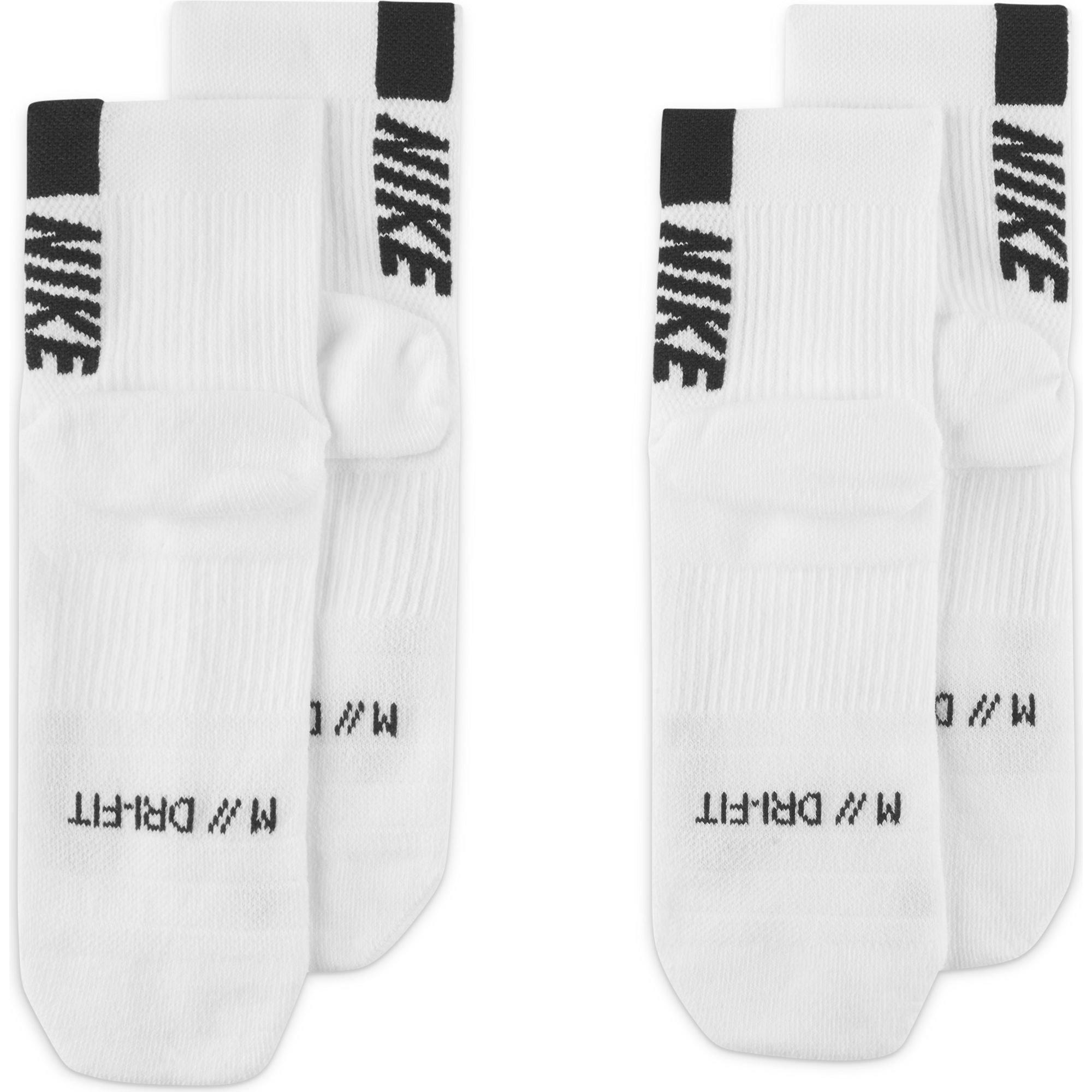 White/Black - Nike - Multiplier Running Mens Ankle Socks 2 Pack - 5