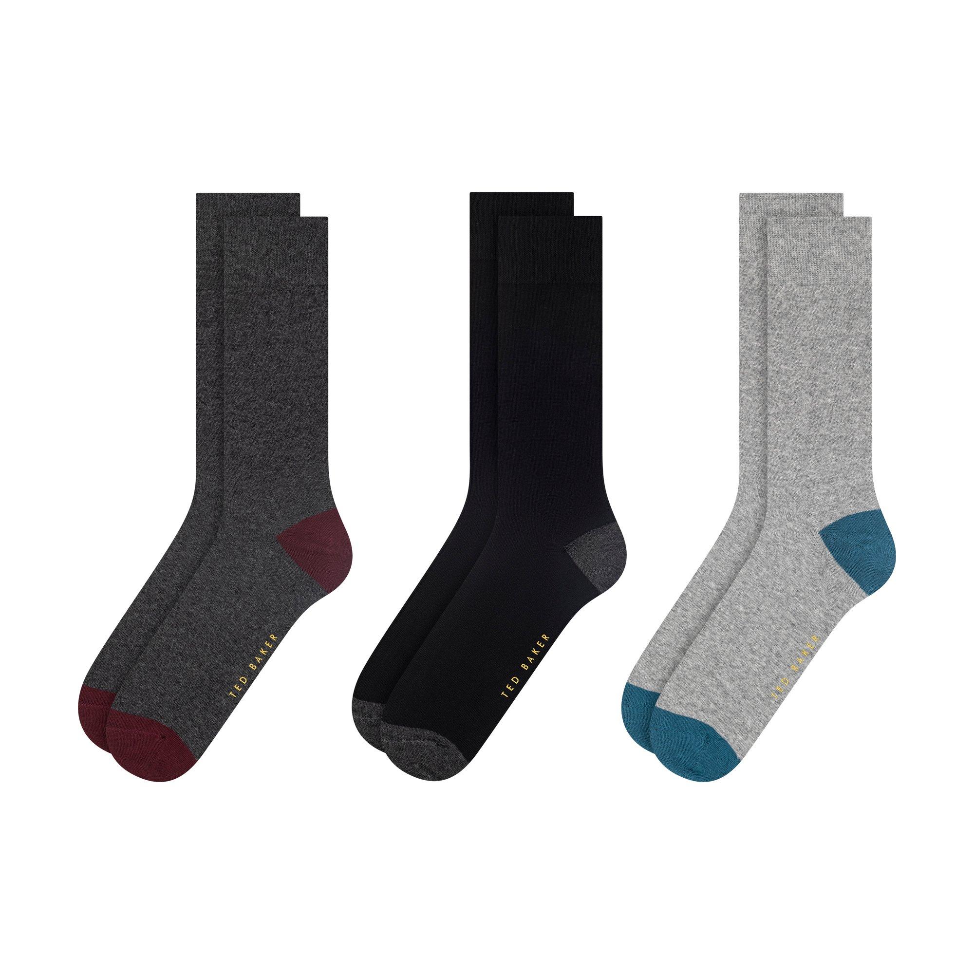 Ted Baker Men's Formal Crew Socks - Char/Blk/Gry Ht - Mens 7-11