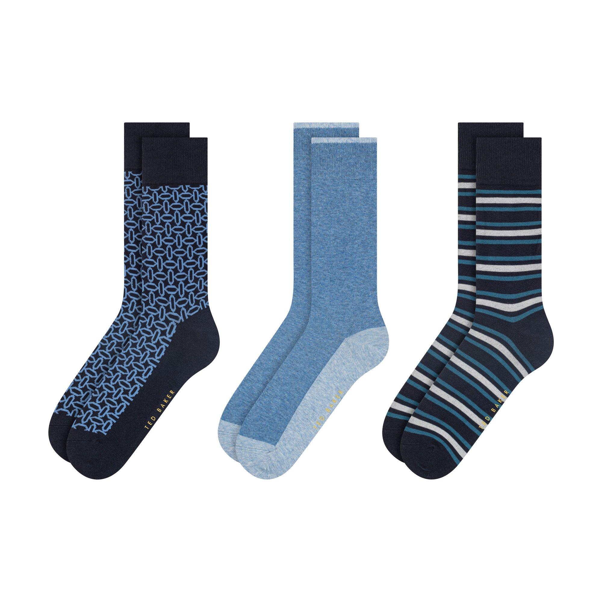 Blau Mix - Ted Baker - Men's Formal Crew Socks - 2
