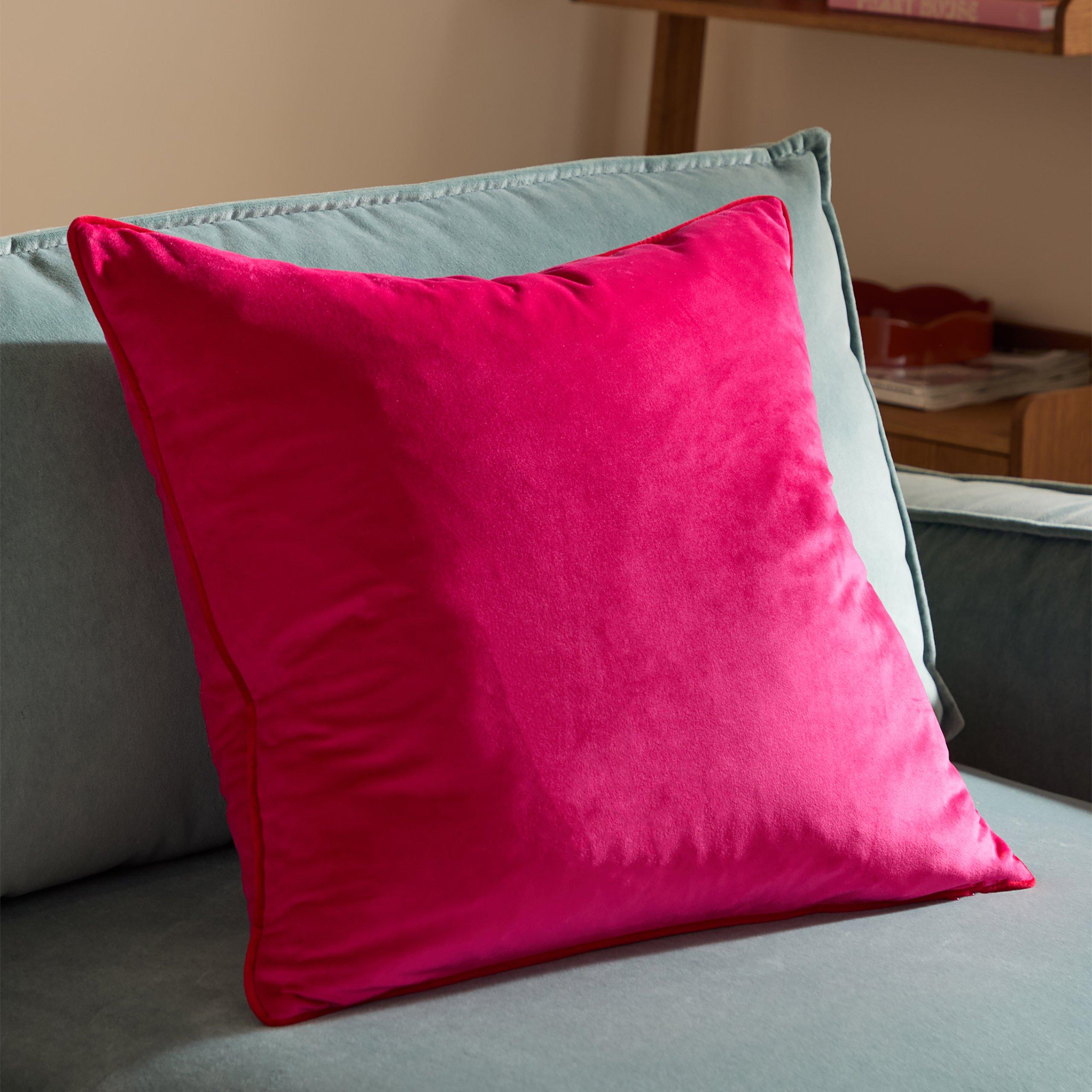 Pink/Red - Furn - Meridian Velvet Fibre Filled Cushion - 2