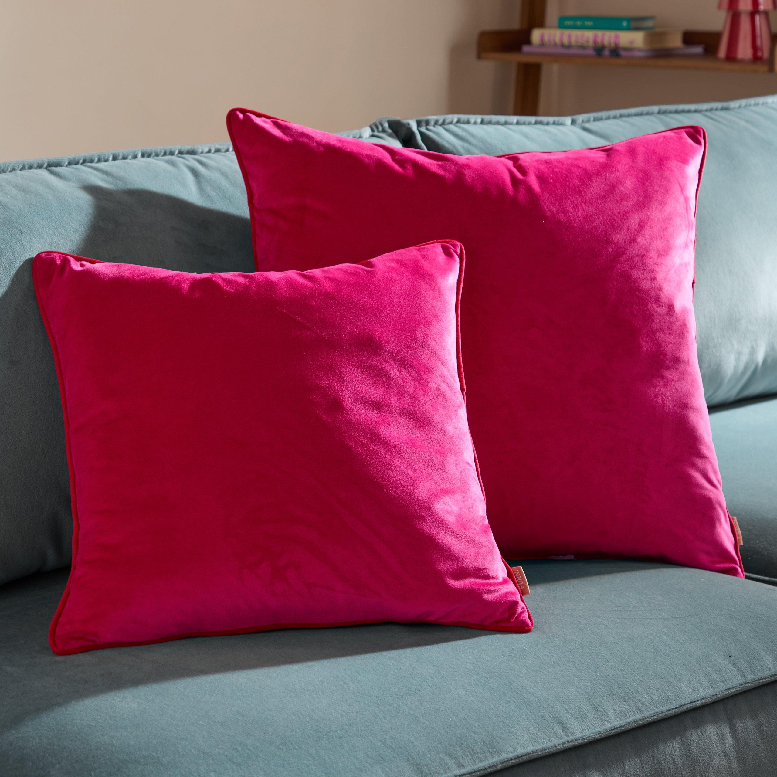 Pink/Red - Furn - Meridian Velvet Fibre Filled Cushion - 7