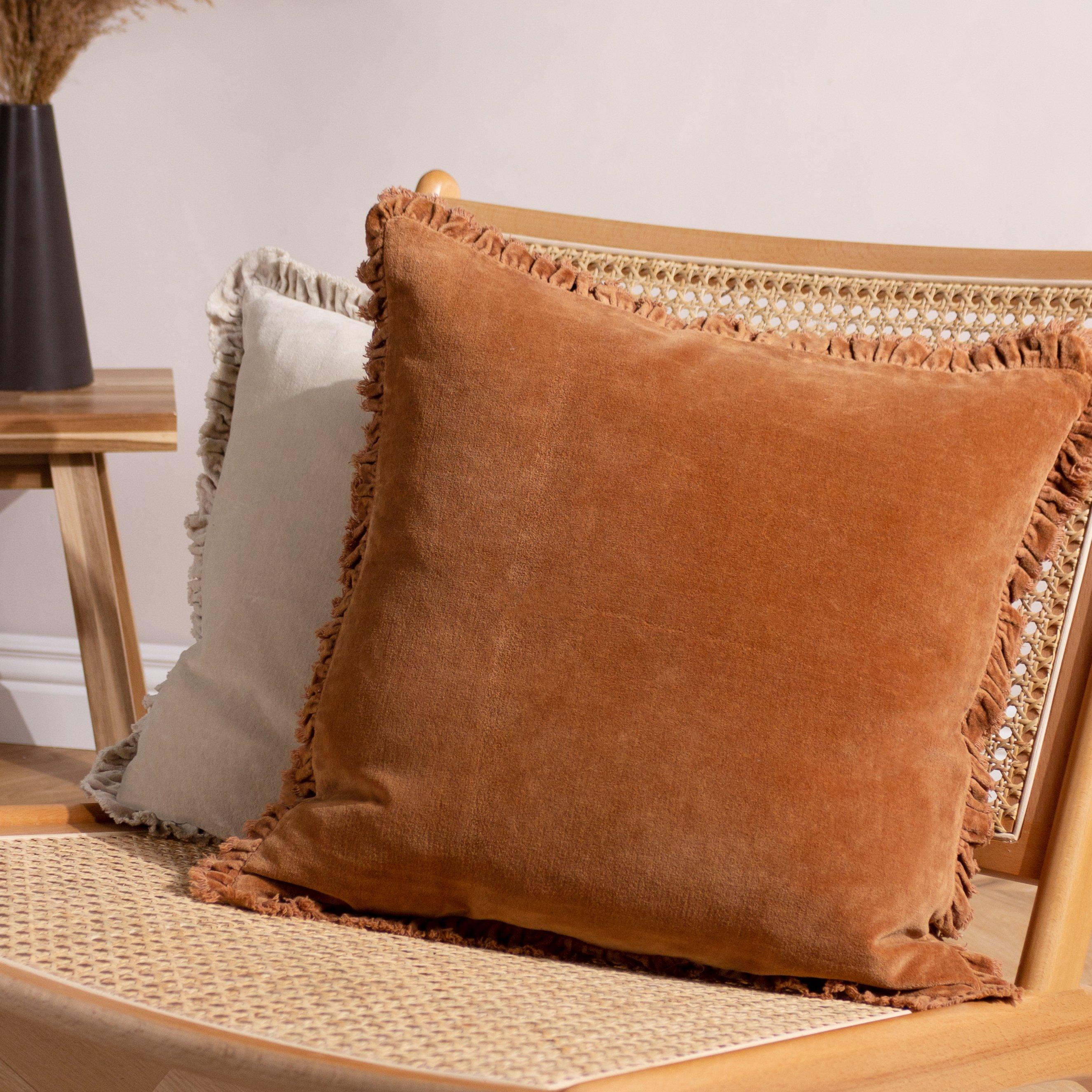 Rust - Yard - Bertie Cotton Velvet Feather Filled Cushion - 2