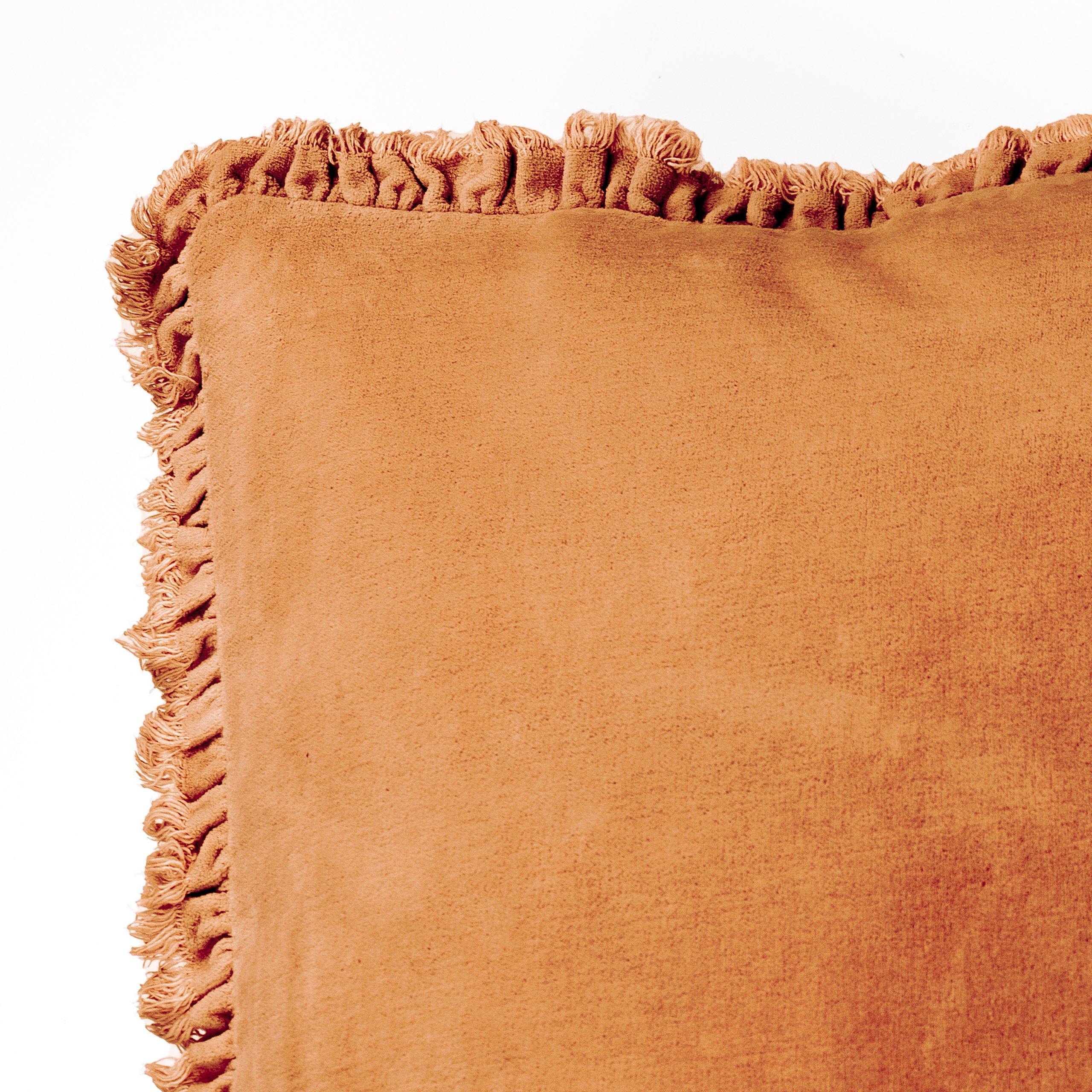 Rust - Yard - Bertie Cotton Velvet Feather Filled Cushion - 6