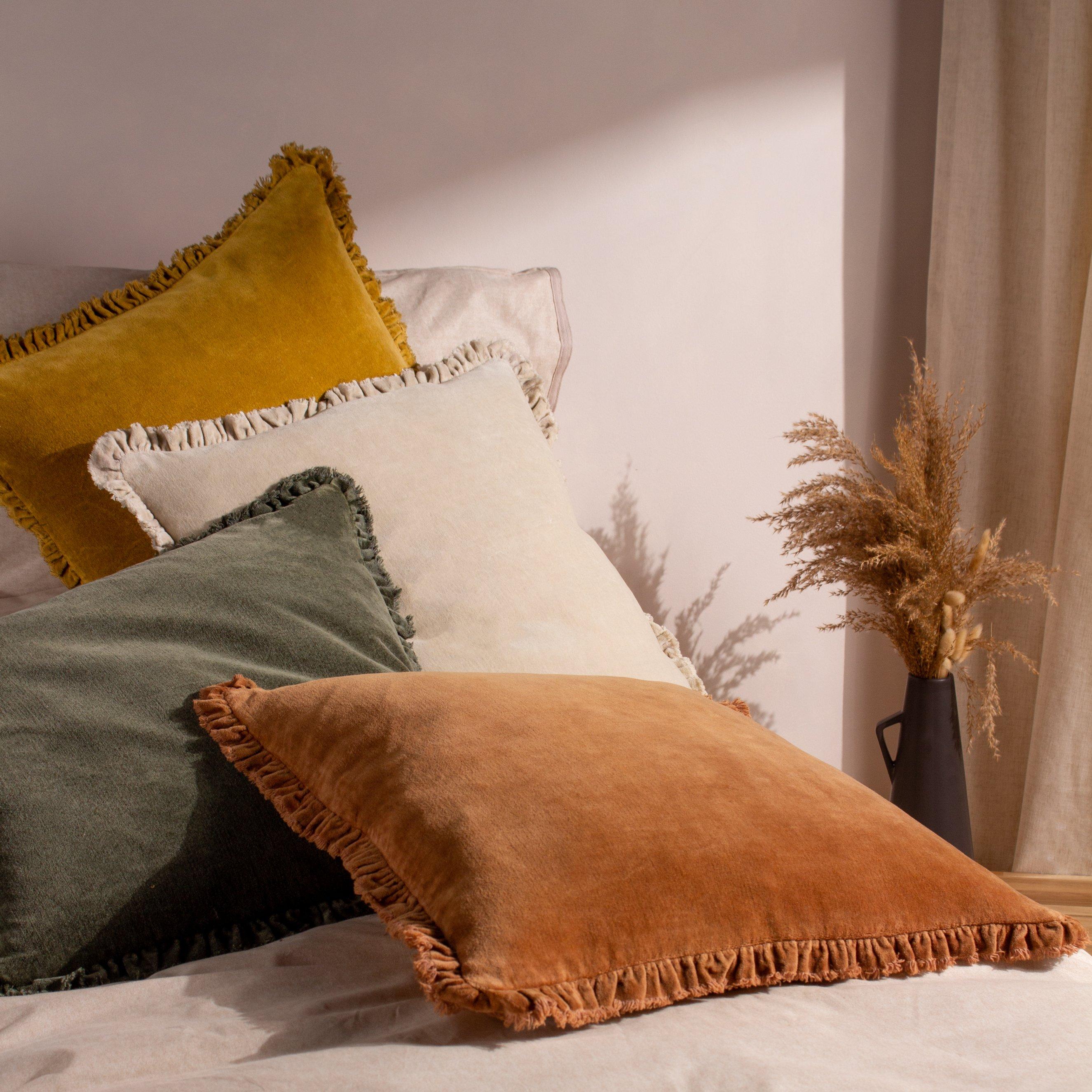 Rust - Yard - Bertie Cotton Velvet Feather Filled Cushion - 7