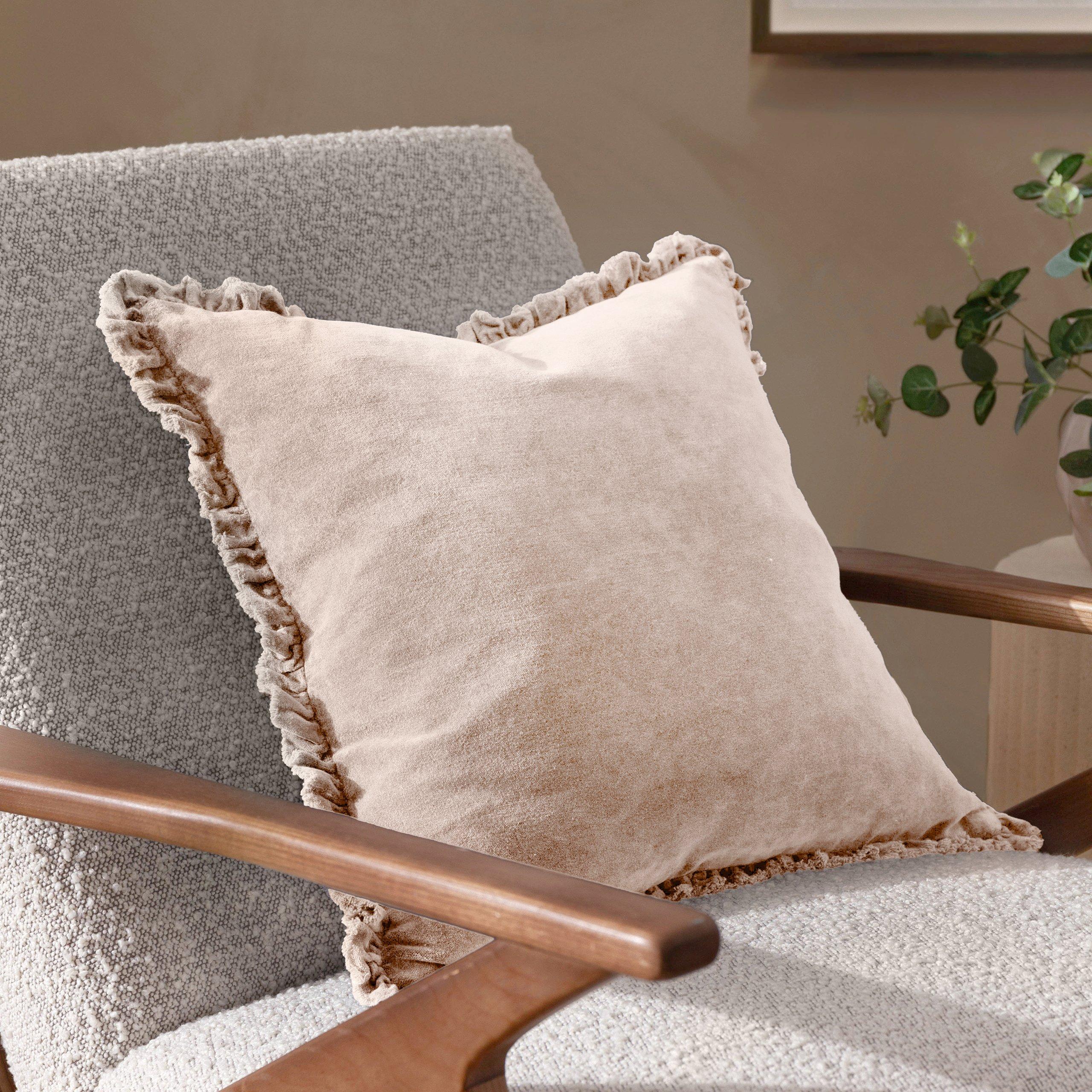 Natural - Yard - Bertie Cotton Velvet Feather Filled Cushion - 2