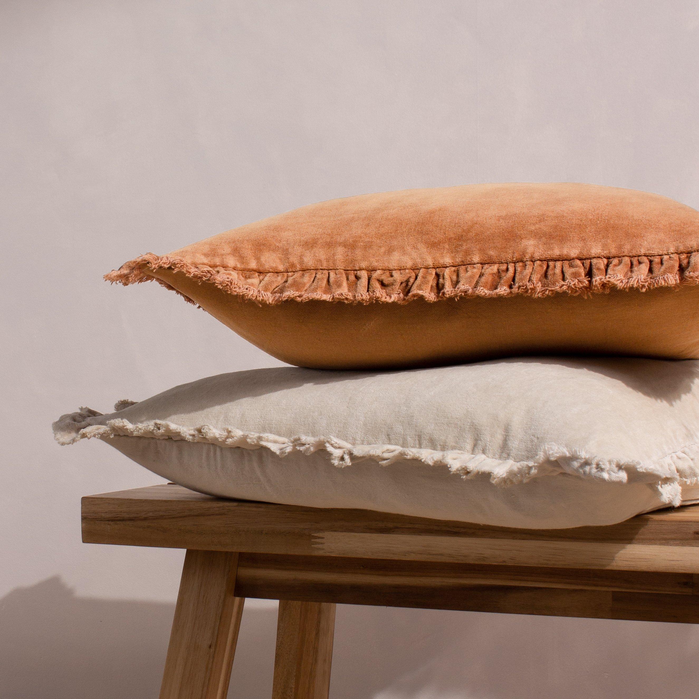 Natural - Yard - Bertie Cotton Velvet Feather Filled Cushion - 7