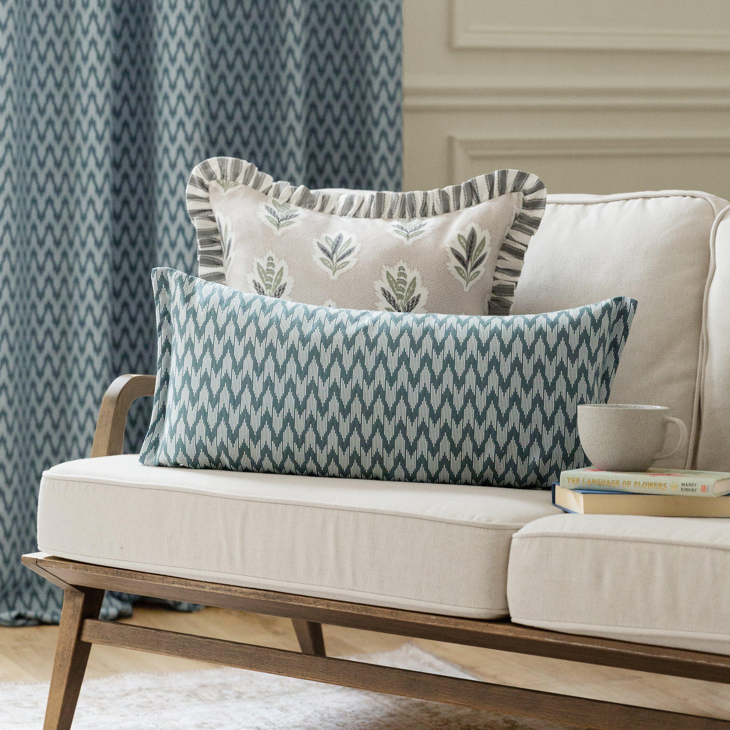 Blue - Sanderson - Hutton Woven Jacquard Feather Filled Cushion - 2