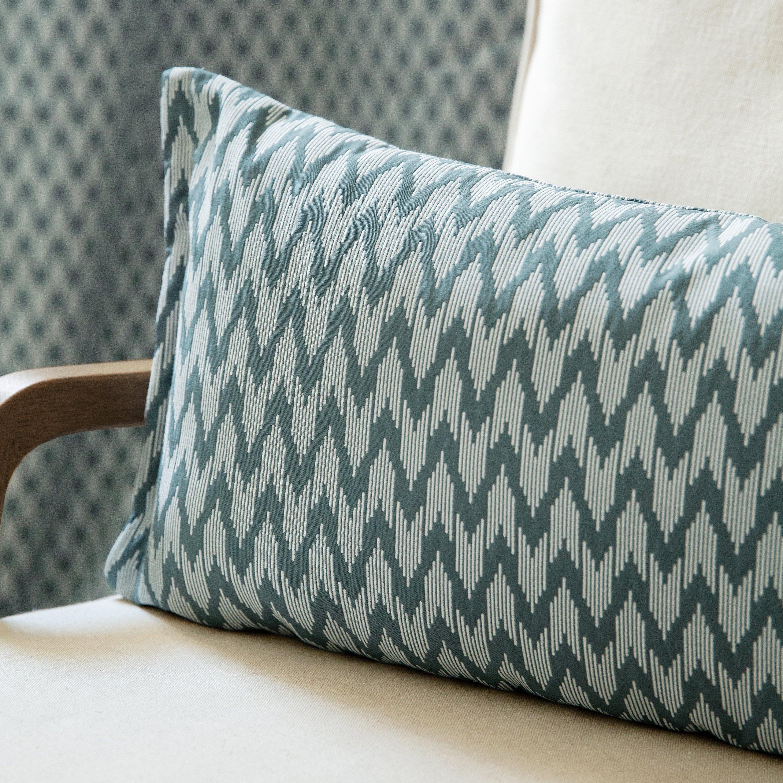 Blue - Sanderson - Hutton Woven Jacquard Feather Filled Cushion - 6