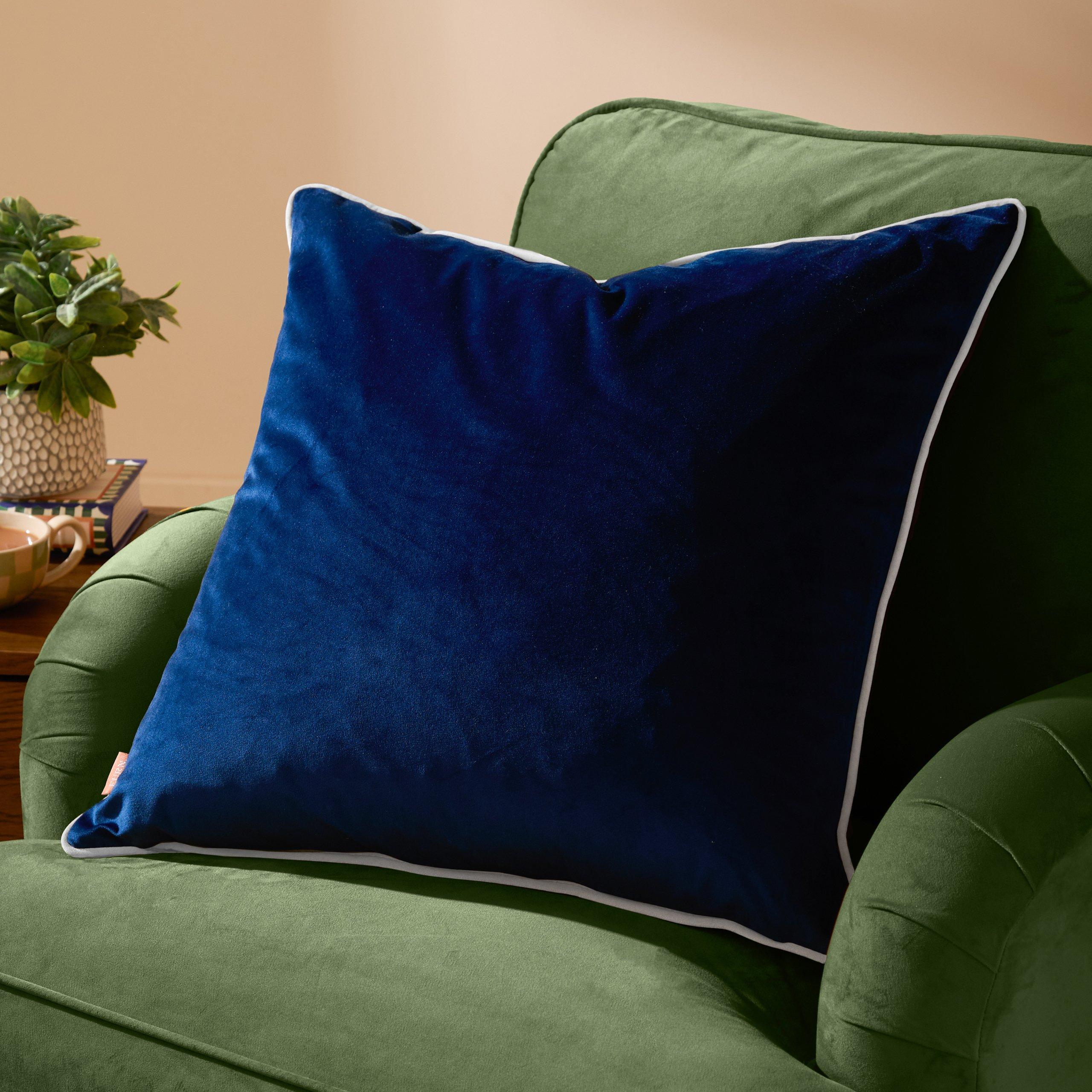 Navy/Silver - Furn - Meridian Velvet Fibre Filled Cushion - 2