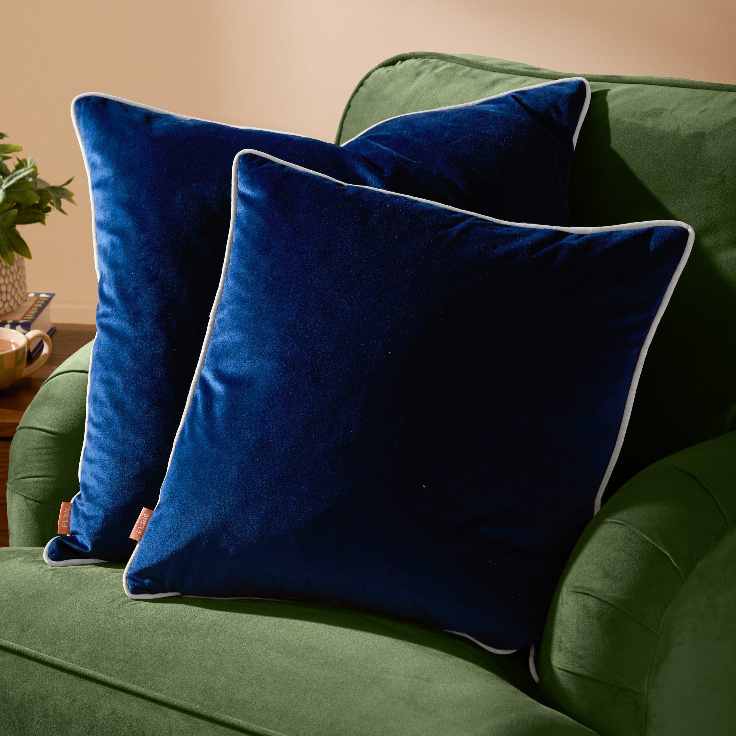 Navy/Silver - Furn - Meridian Velvet Fibre Filled Cushion - 6