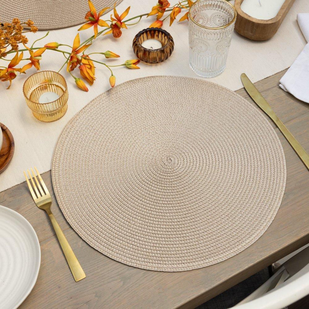 Hazel - D C Fix - Wipe Clean Round Weave Placemats Hazel - 1