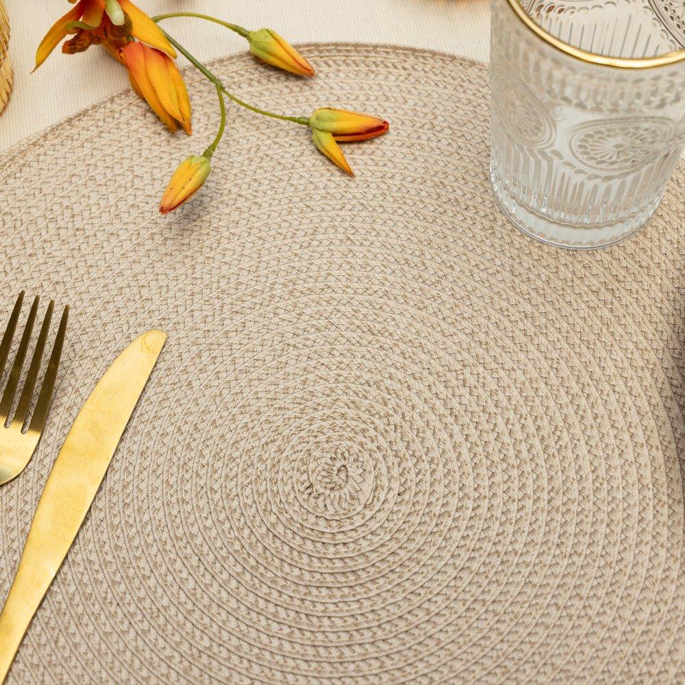 Hazel - D C Fix - Wipe Clean Round Weave Placemats Hazel - 3