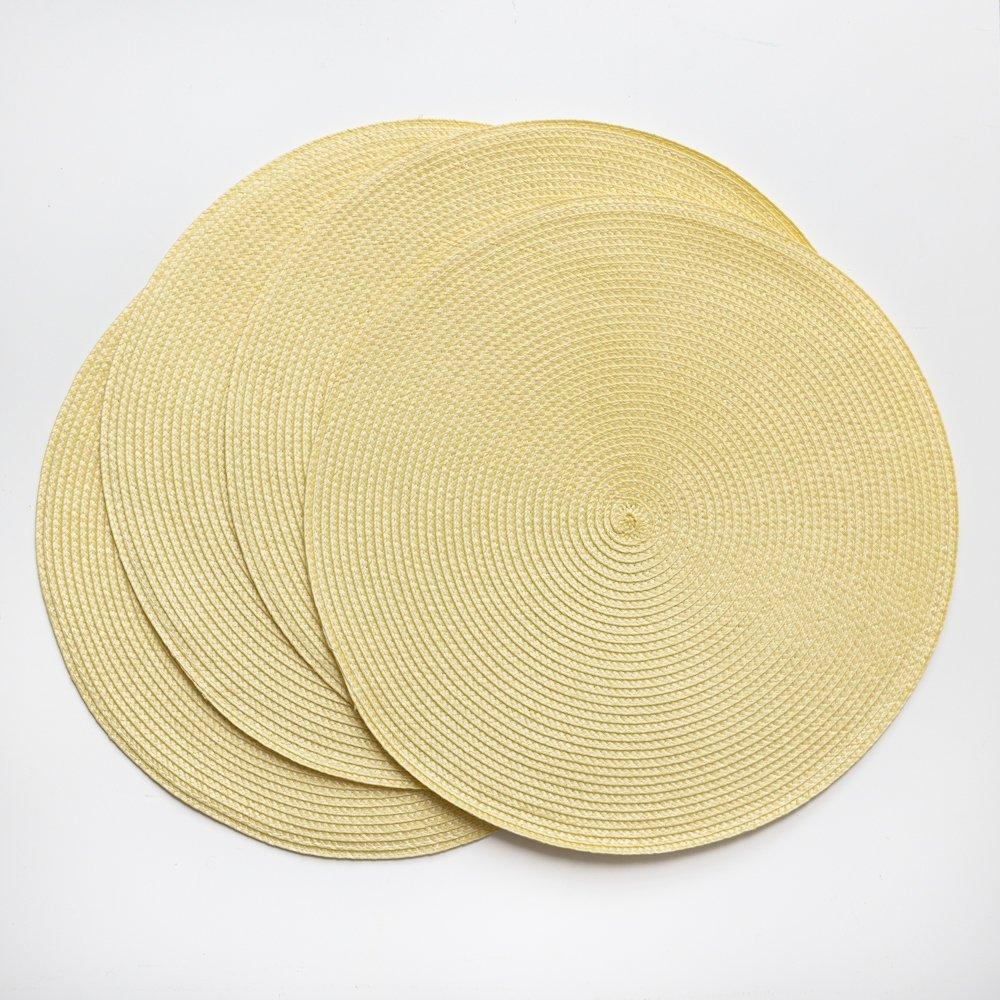 Vanilla - D C Fix - Wipe Clean Round Weave Placemats Vanilla - 2