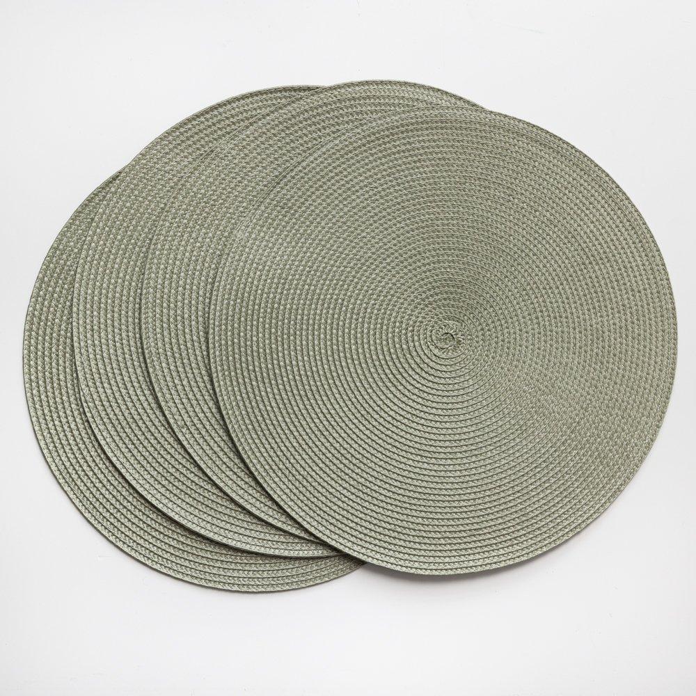 Green Tea - D C Fix - Wipe Clean Round Weave Placemats Green Tea - 2