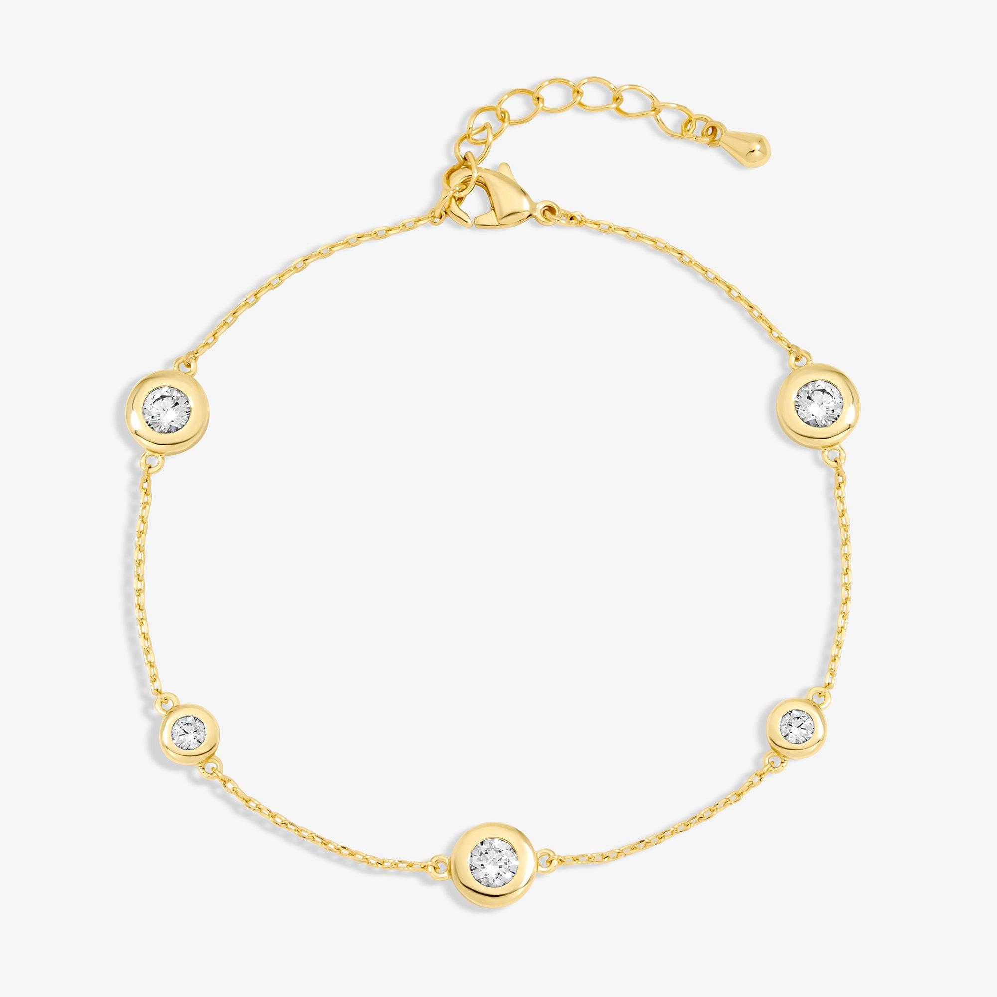 Gold - Jon Richard - 14K Gold Plated and CZ Besel Bracelet - 1