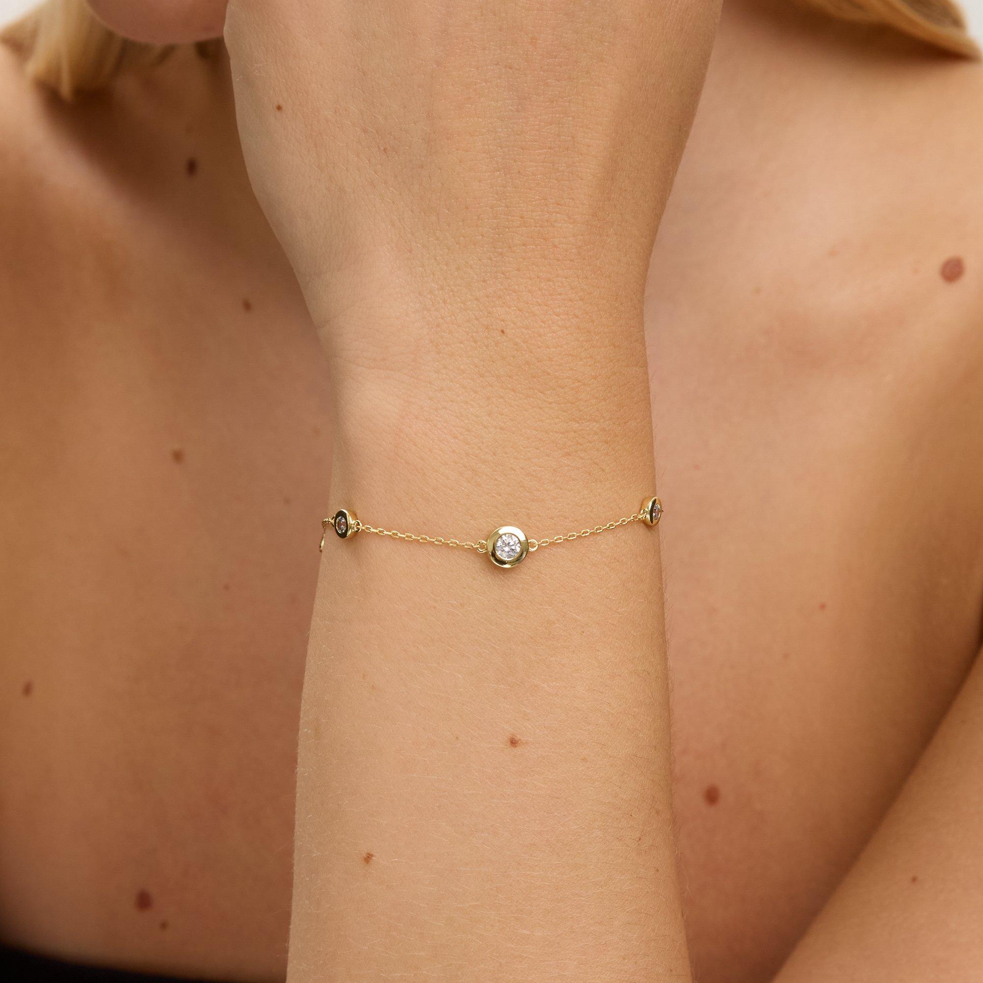 Gold - Jon Richard - 14K Gold Plated and CZ Besel Bracelet - 2