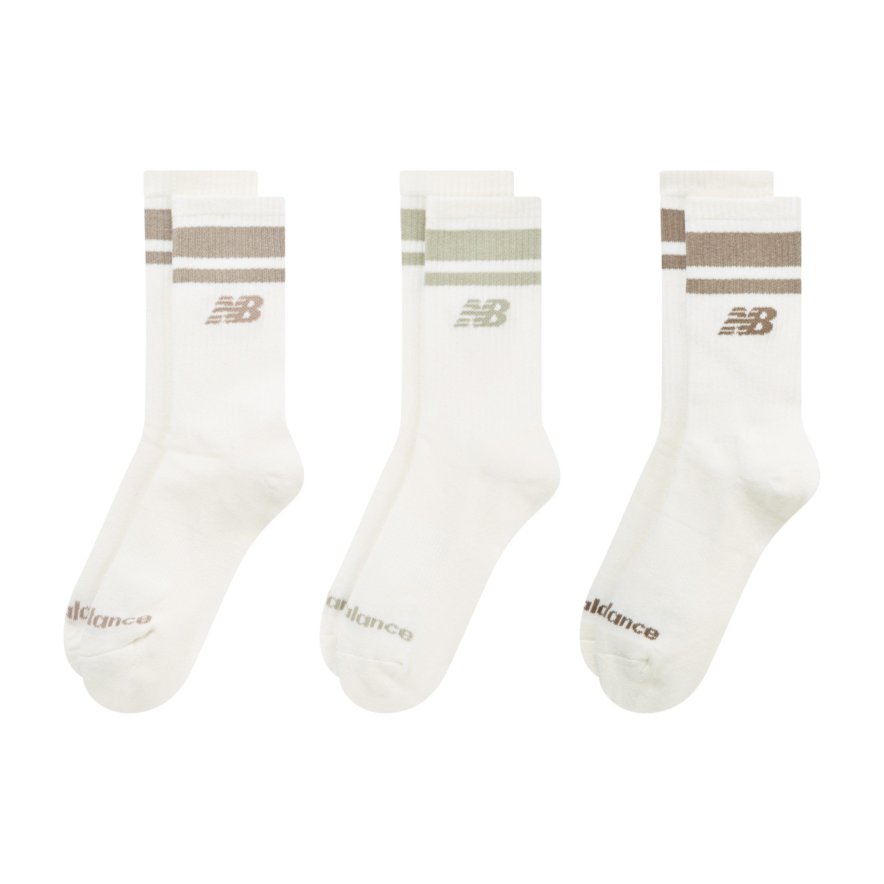 Neutrals - New Balance - Everyday Stripe Large Logo Midcalf Sock 3 Pack - 1