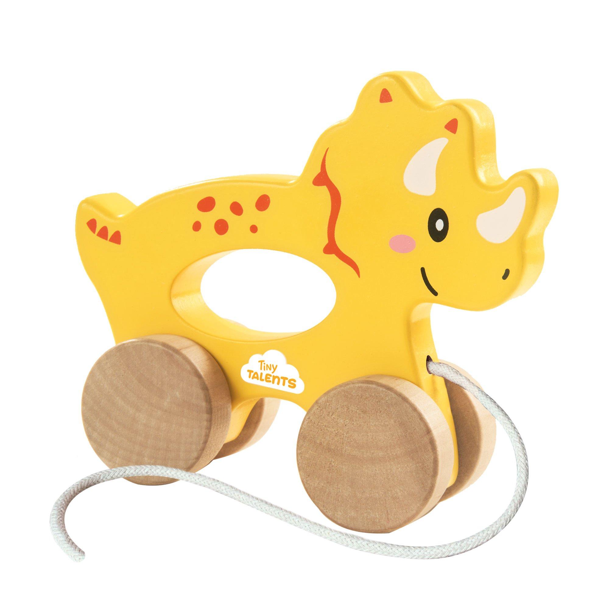 Multi - SES Creative - Push and pull 2 in 1 wooden Triceratops - 4
