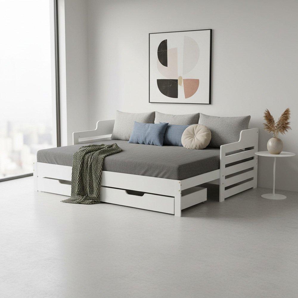 White - Urban Meuble - White Trundle Bed + Space-Saver - 1