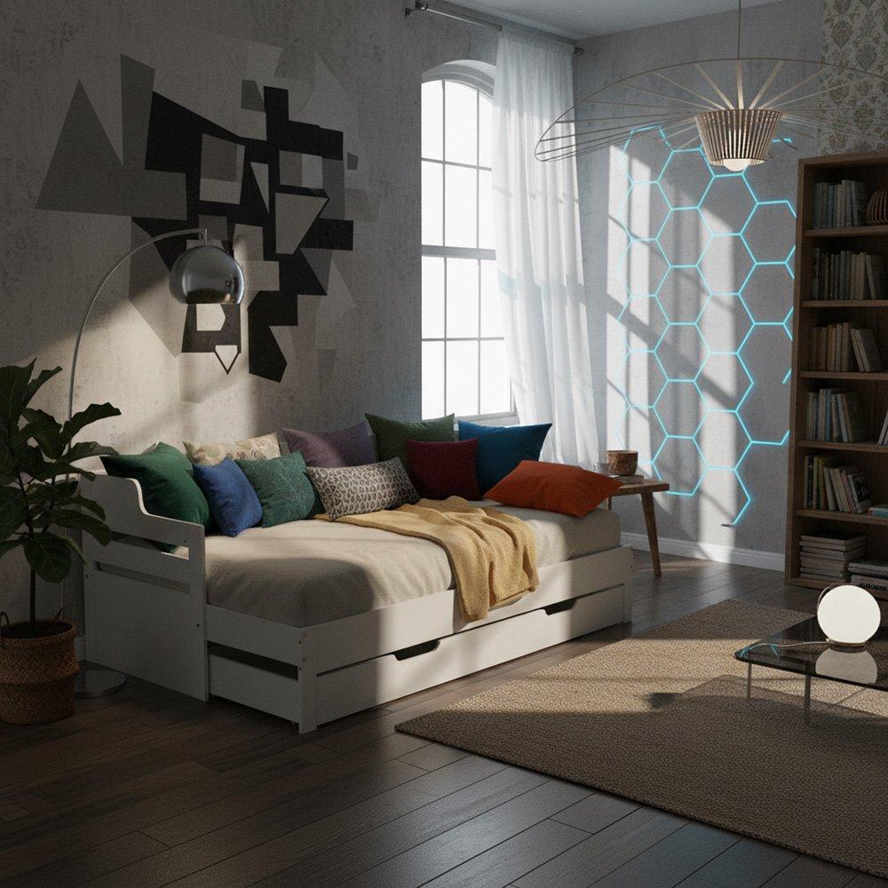 White - Urban Meuble - White Trundle Bed + Space-Saver - 2