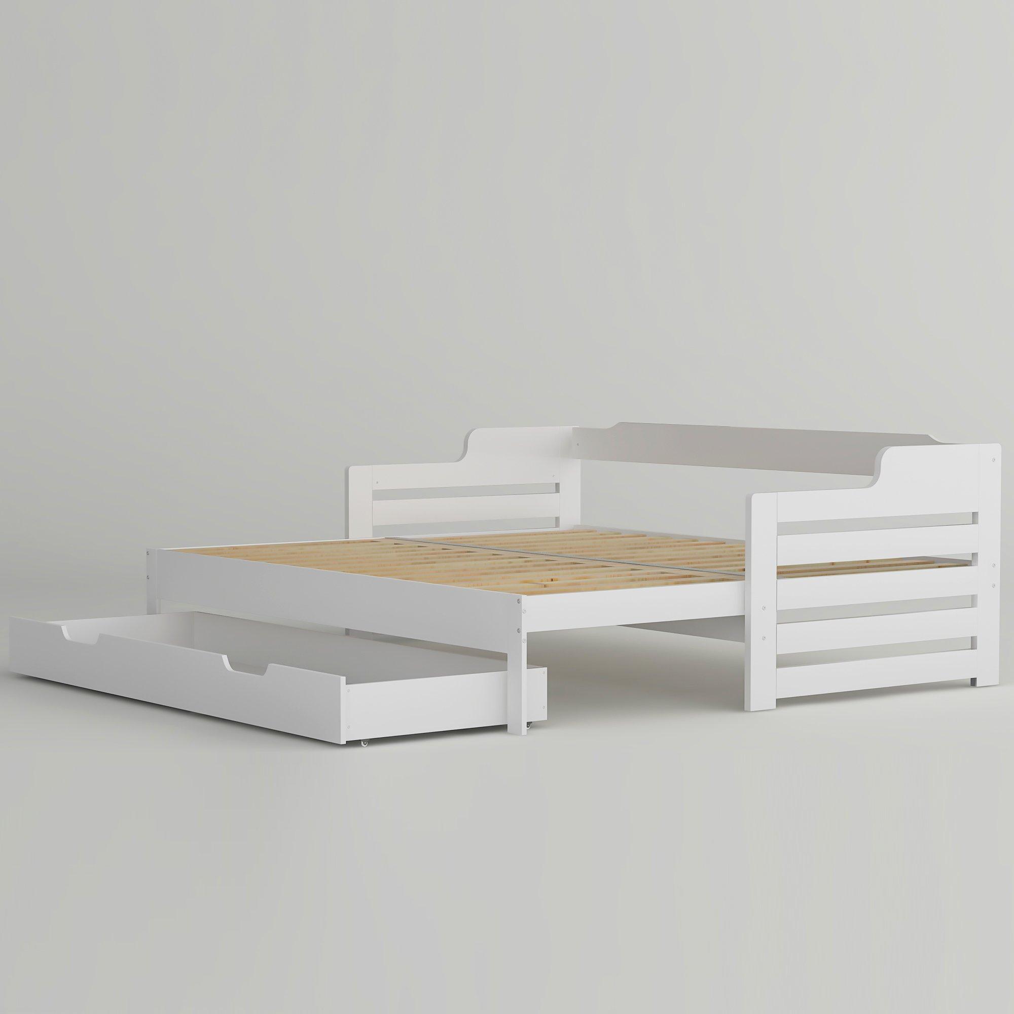 White - Urban Meuble - White Wooden Sofa Bed with Storage Drawer - 10