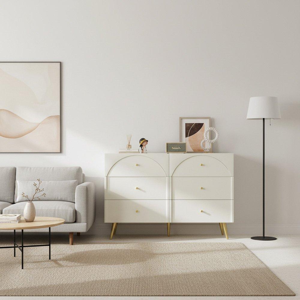 Urban Meuble  Modern Sideboard Gold Accents White
