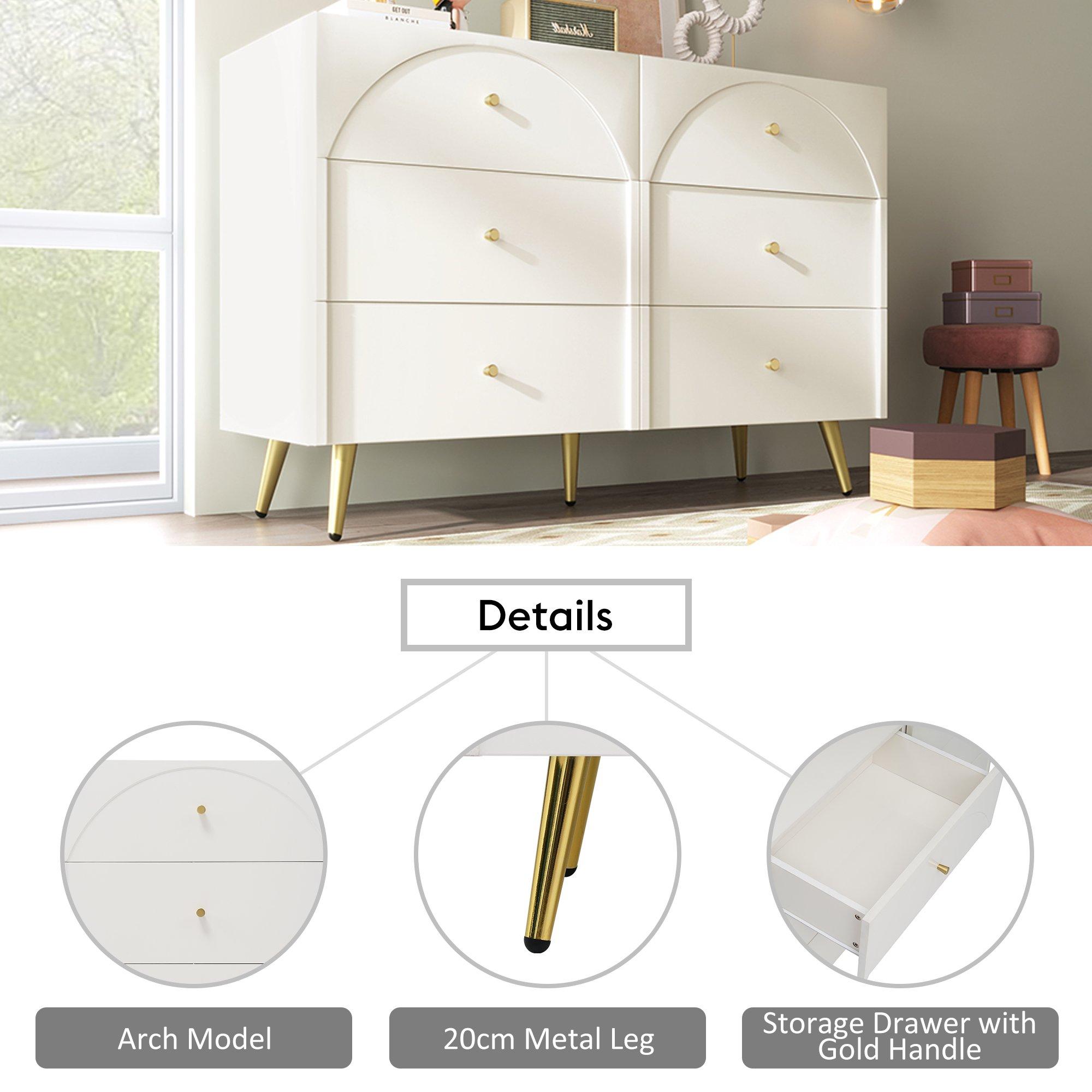 White - Urban Meuble - Modern White Sideboard Gold Accents - 6