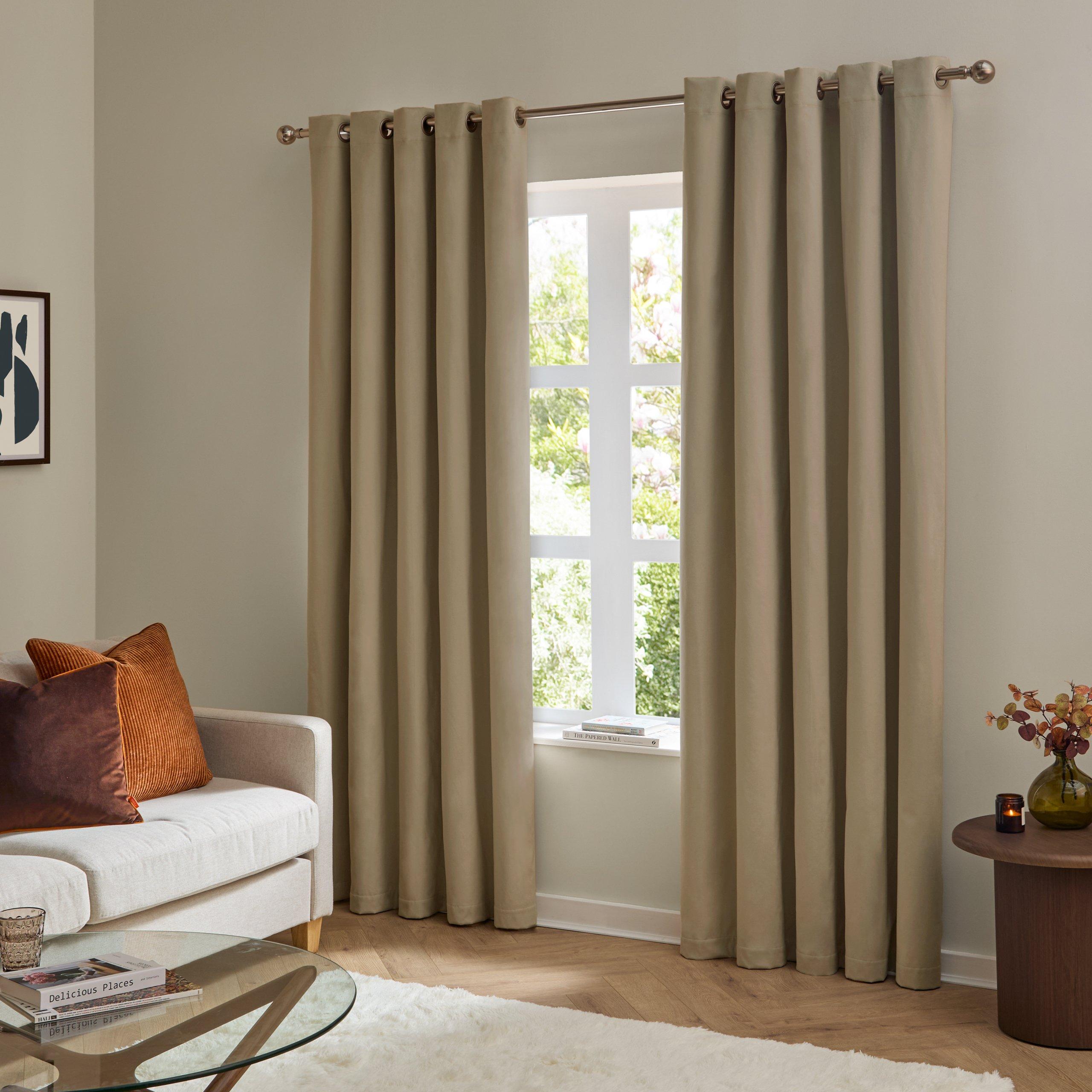 Mocha - Furn - The Ultimate Velvet Blackout Eyelet Curtains - 2