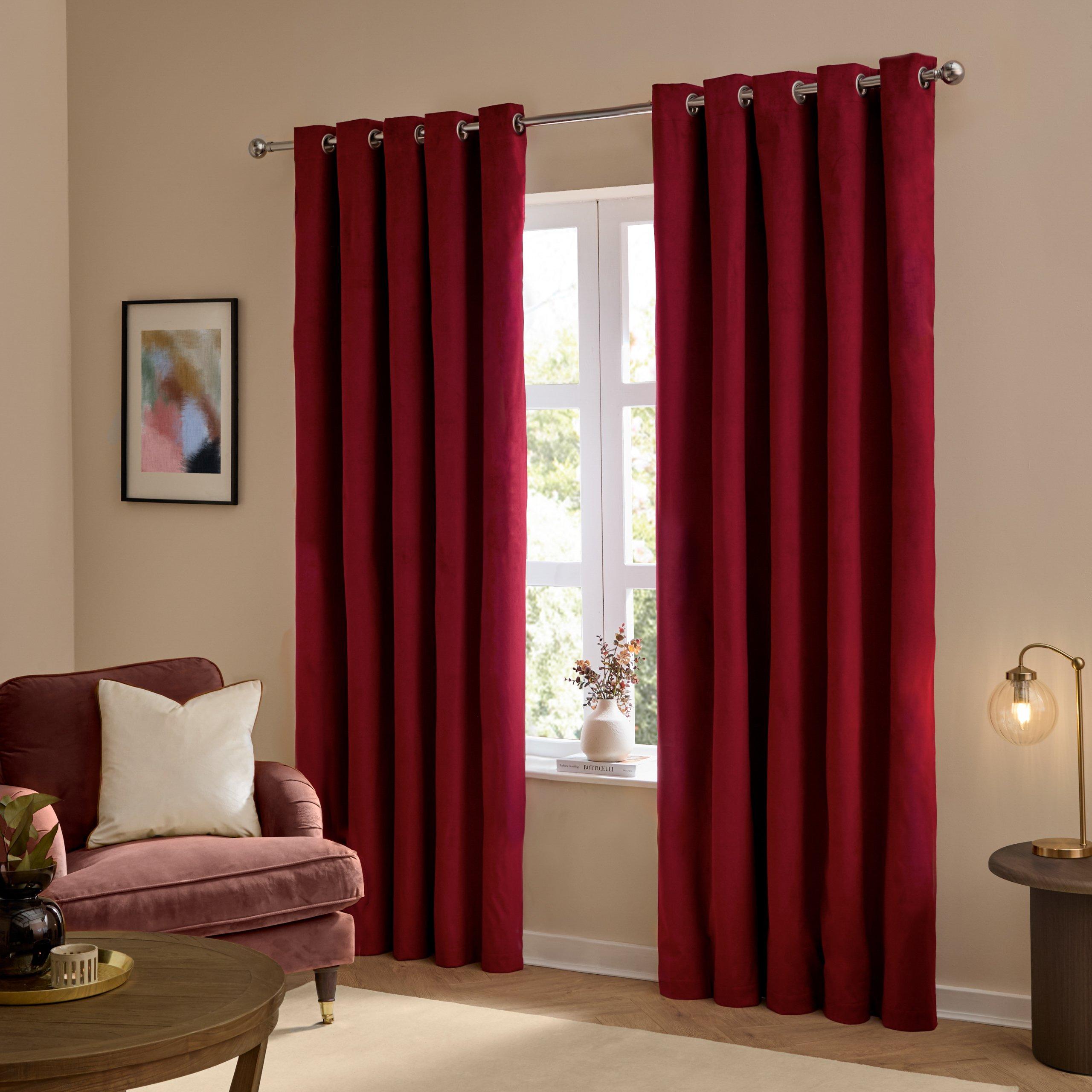 Furn  The Ultimate Velvet Blackout Eyelet Curtains - Burgundy - 229 x 229c
