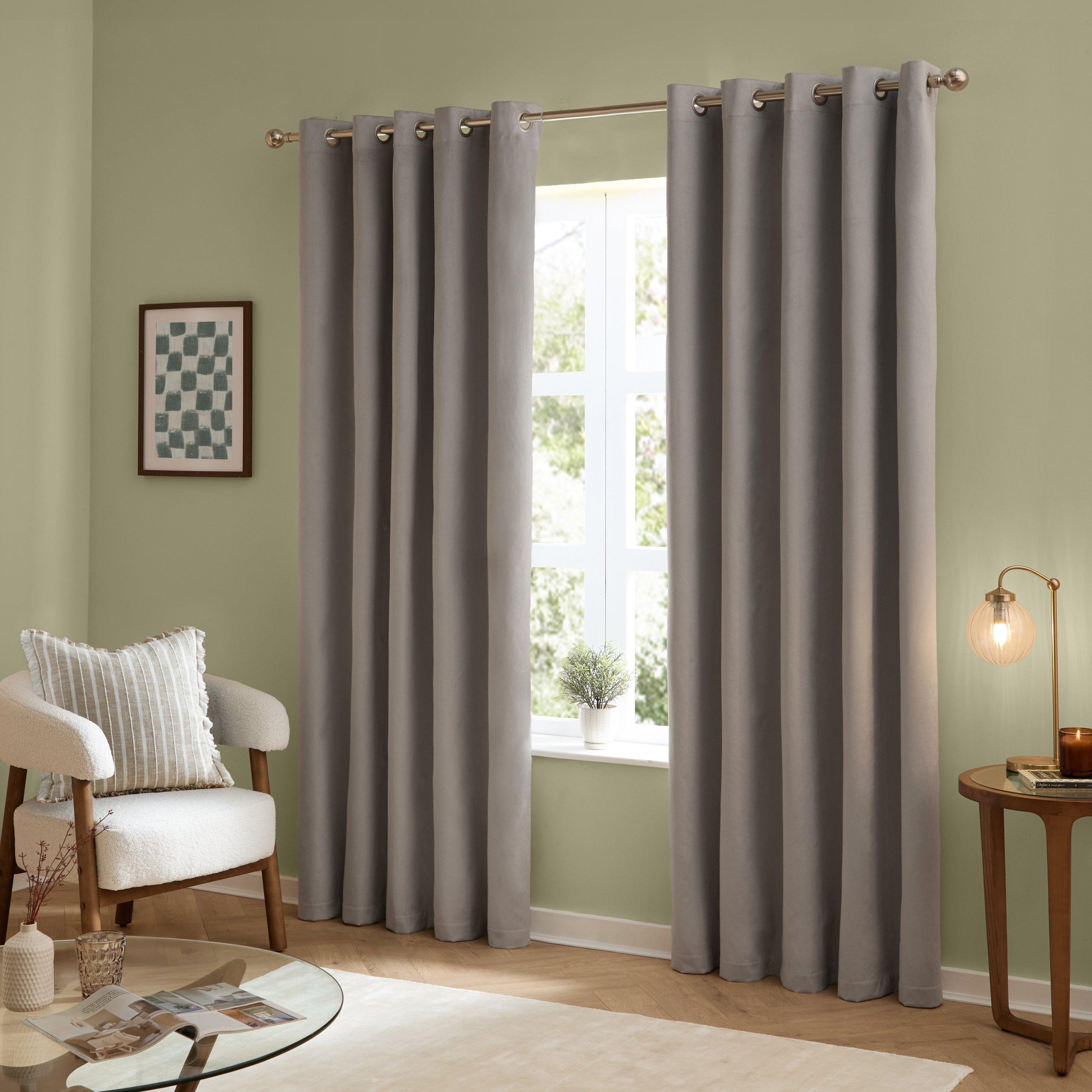 Silver - Furn - The Ultimate Velvet Blackout Eyelet Curtains - 2