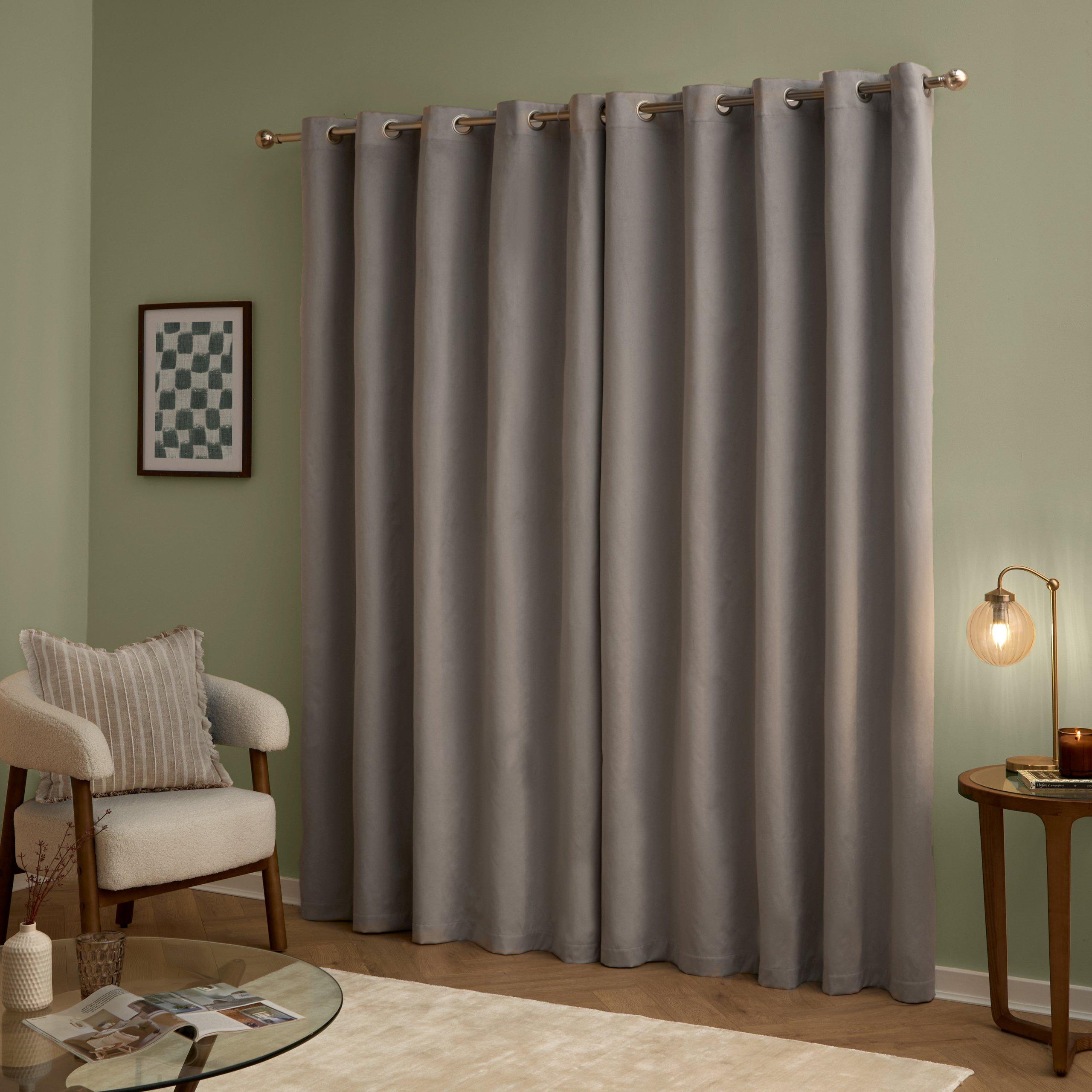 Silver - Furn - The Ultimate Velvet Blackout Eyelet Curtains - 3